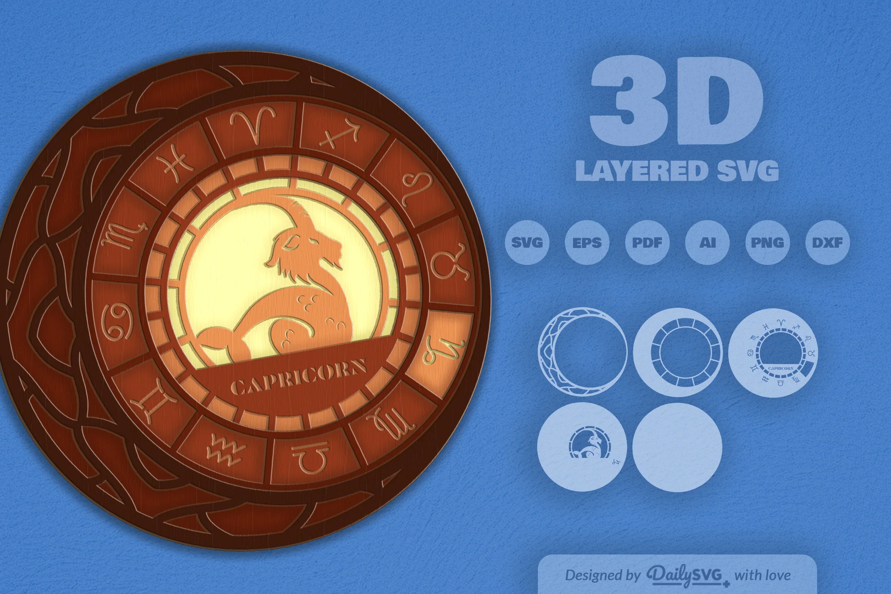 Capricorn Zodiac Laser Cut SVG Bundle - Image 2