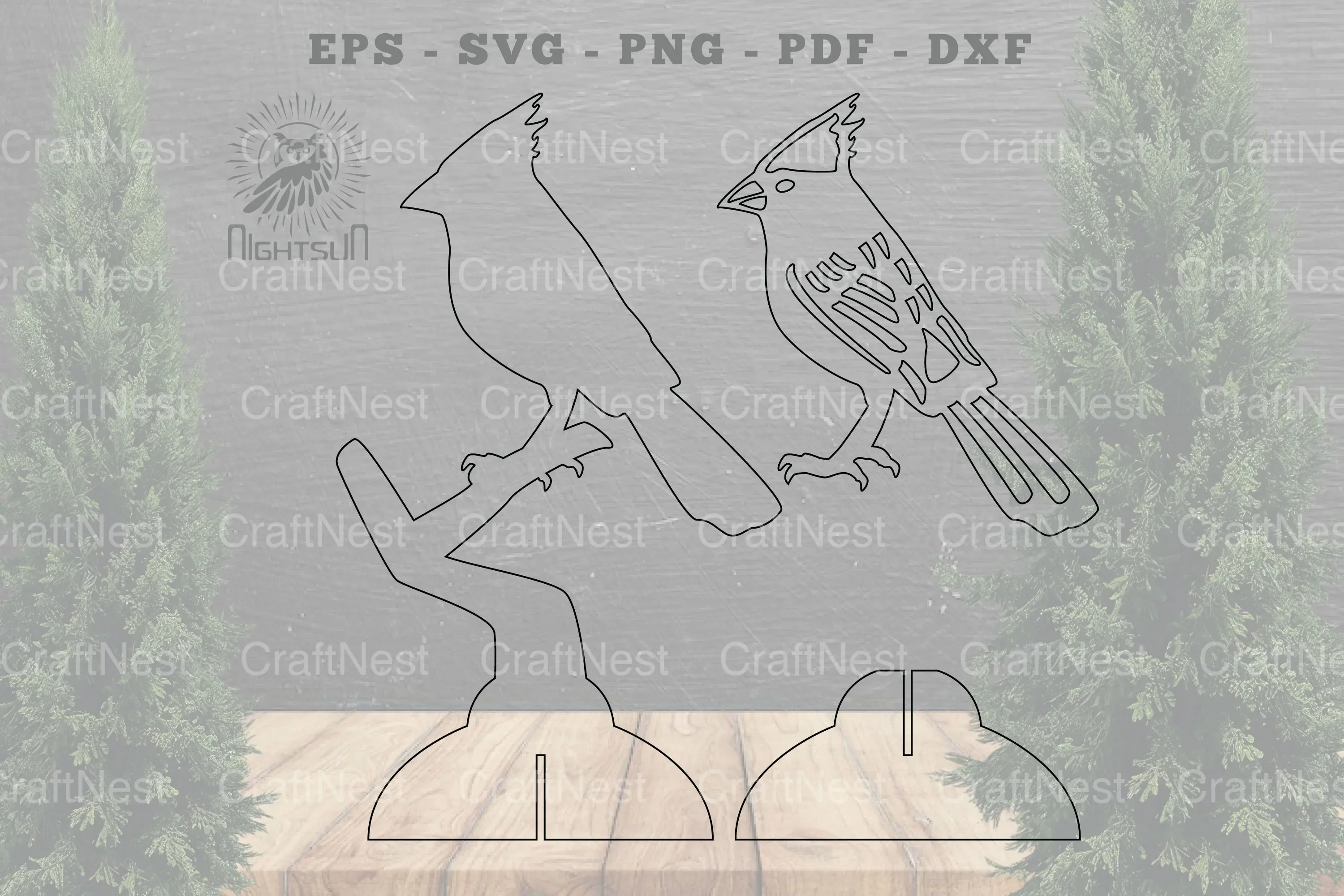 Cardinal Bird Laser Cut Home Decor Clipart Bundle - Image 2