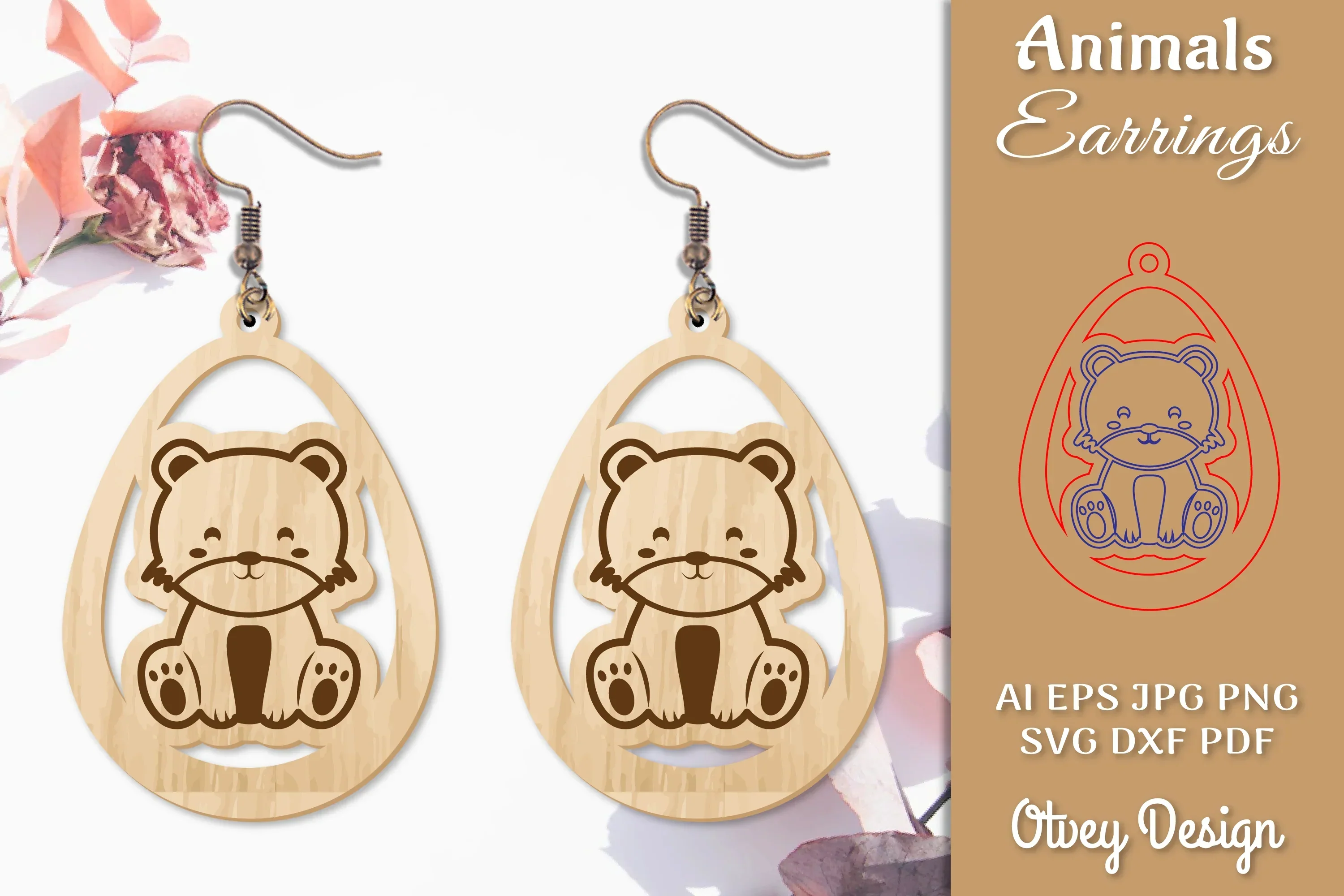Cat Animal Earrings Lasercut SVG Bundle