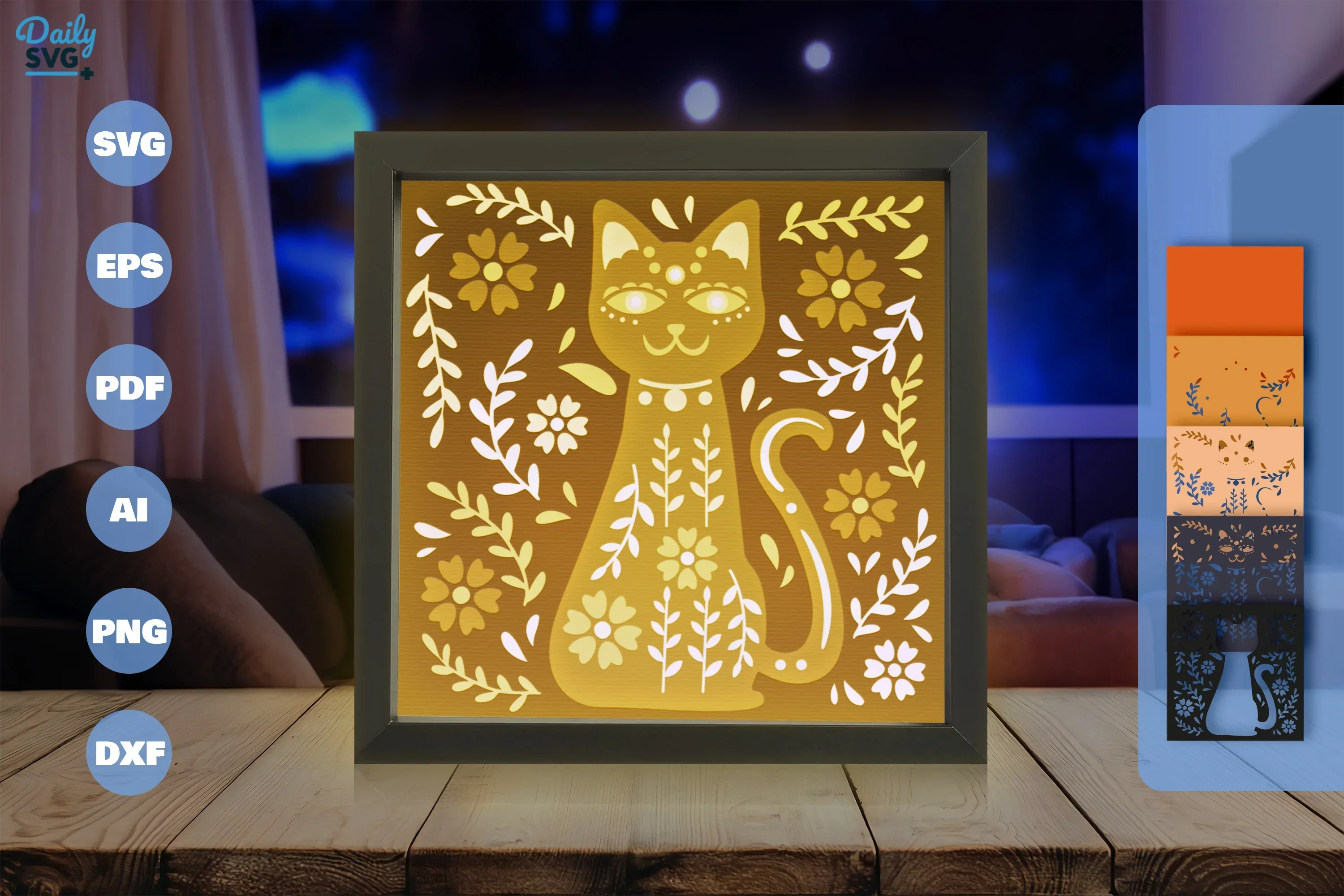 Cat Folk Art Papercut SVG Bundle - Image 3