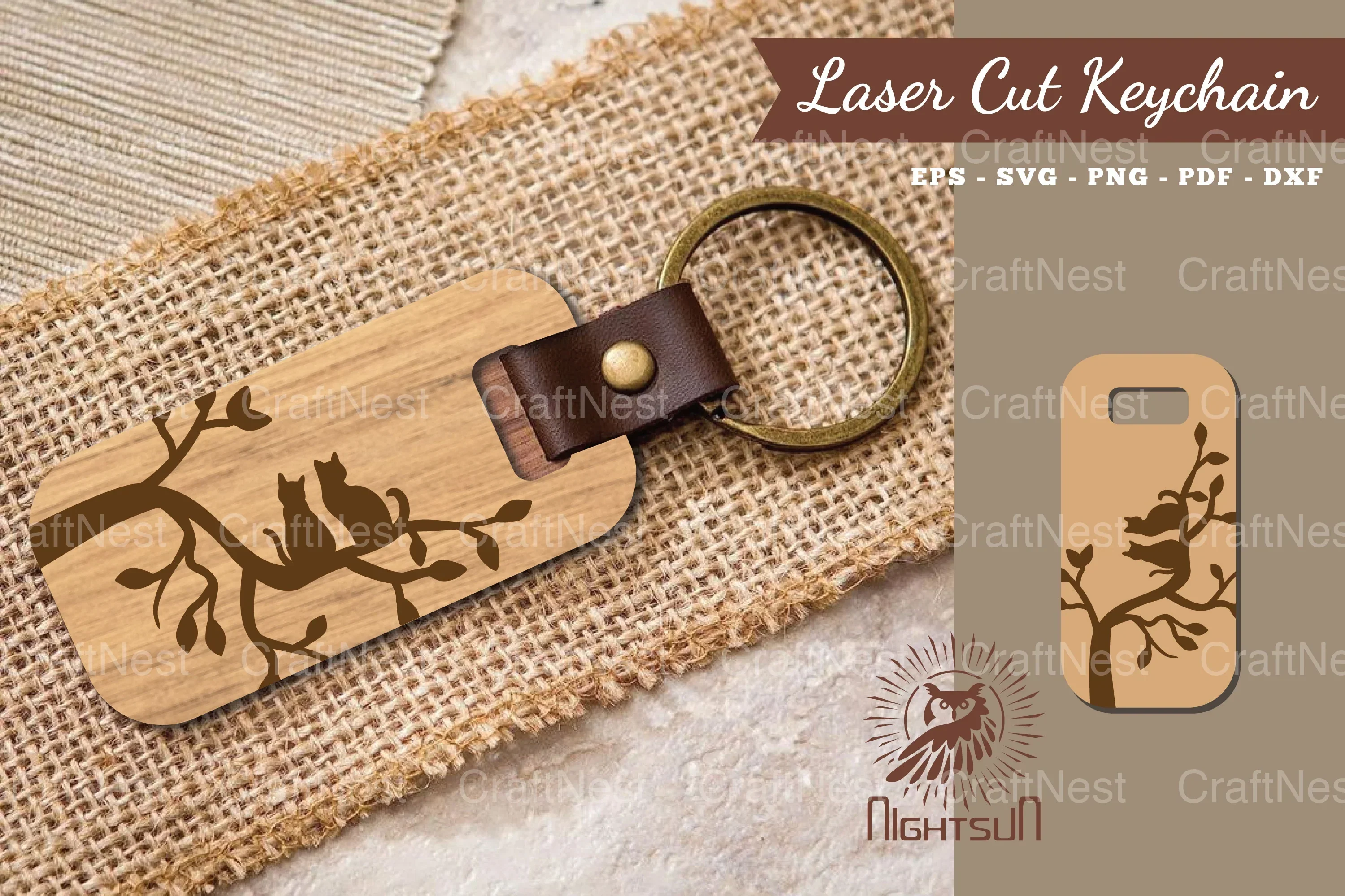 Cat Laser Cut Keychain SVG Bundle