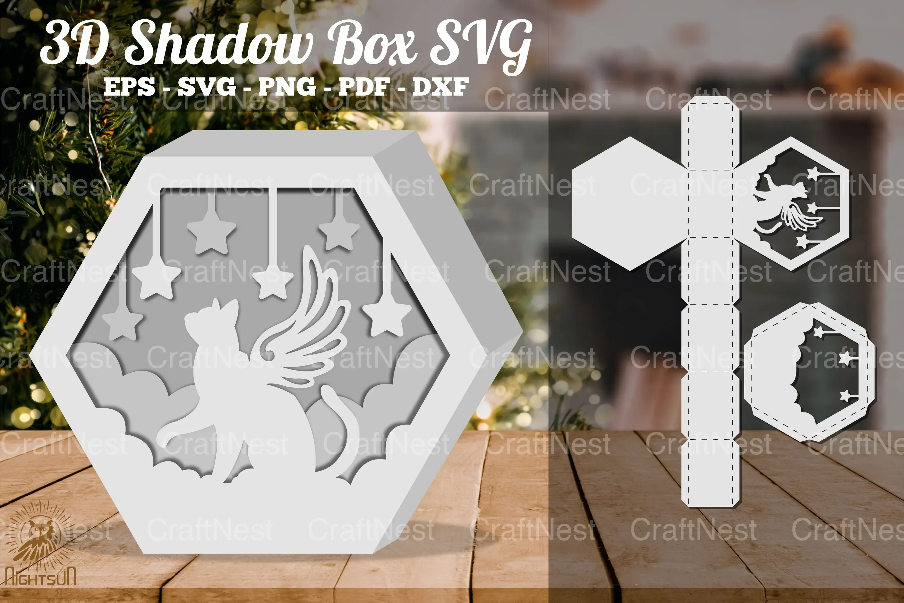 Cat Memorial 3D Shadow Box Clipart Bundle
