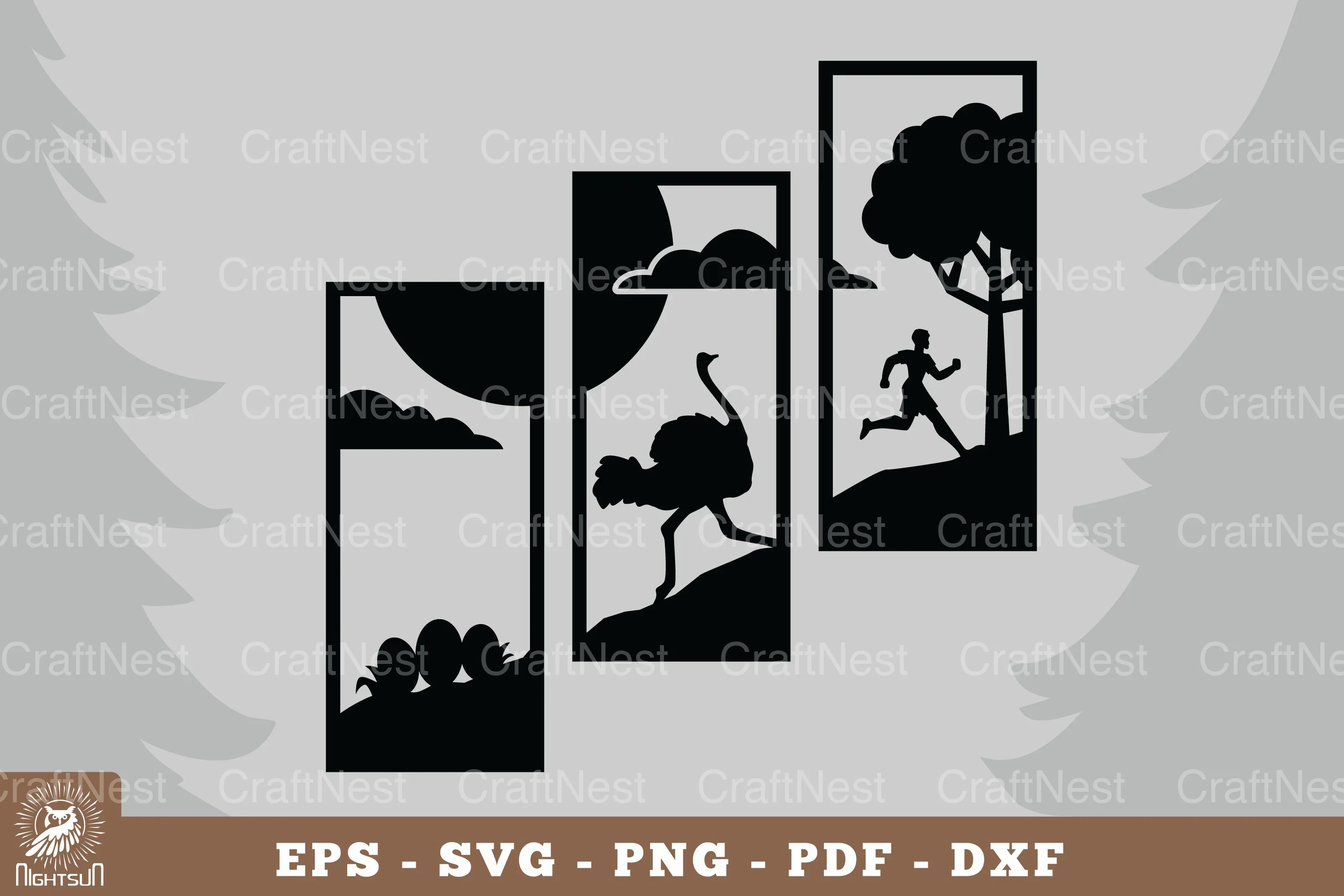 Chased by an Ostrich Home Decor Clipart Bundle