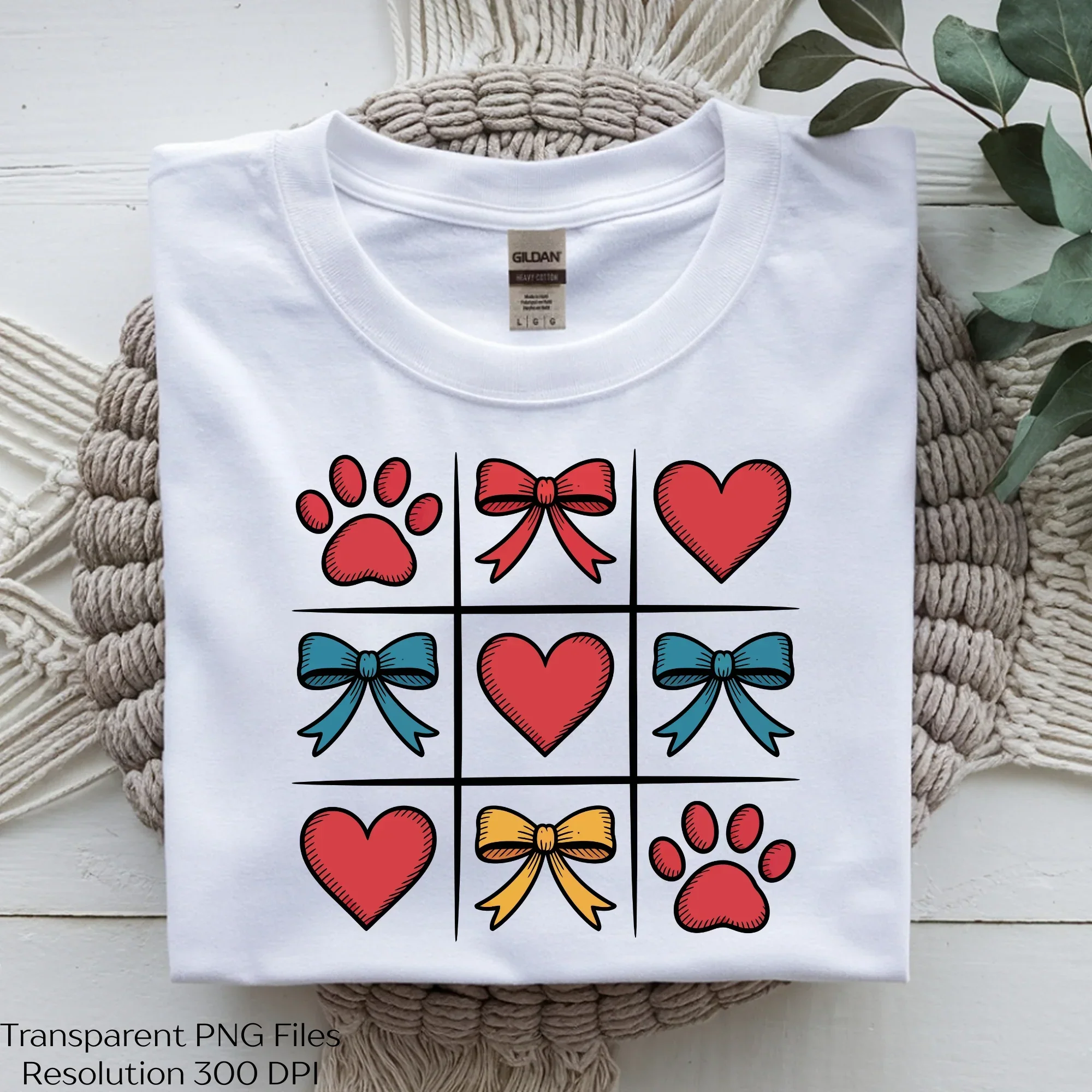 Checkered Dog Paw Valentine Day Clipart Bundle