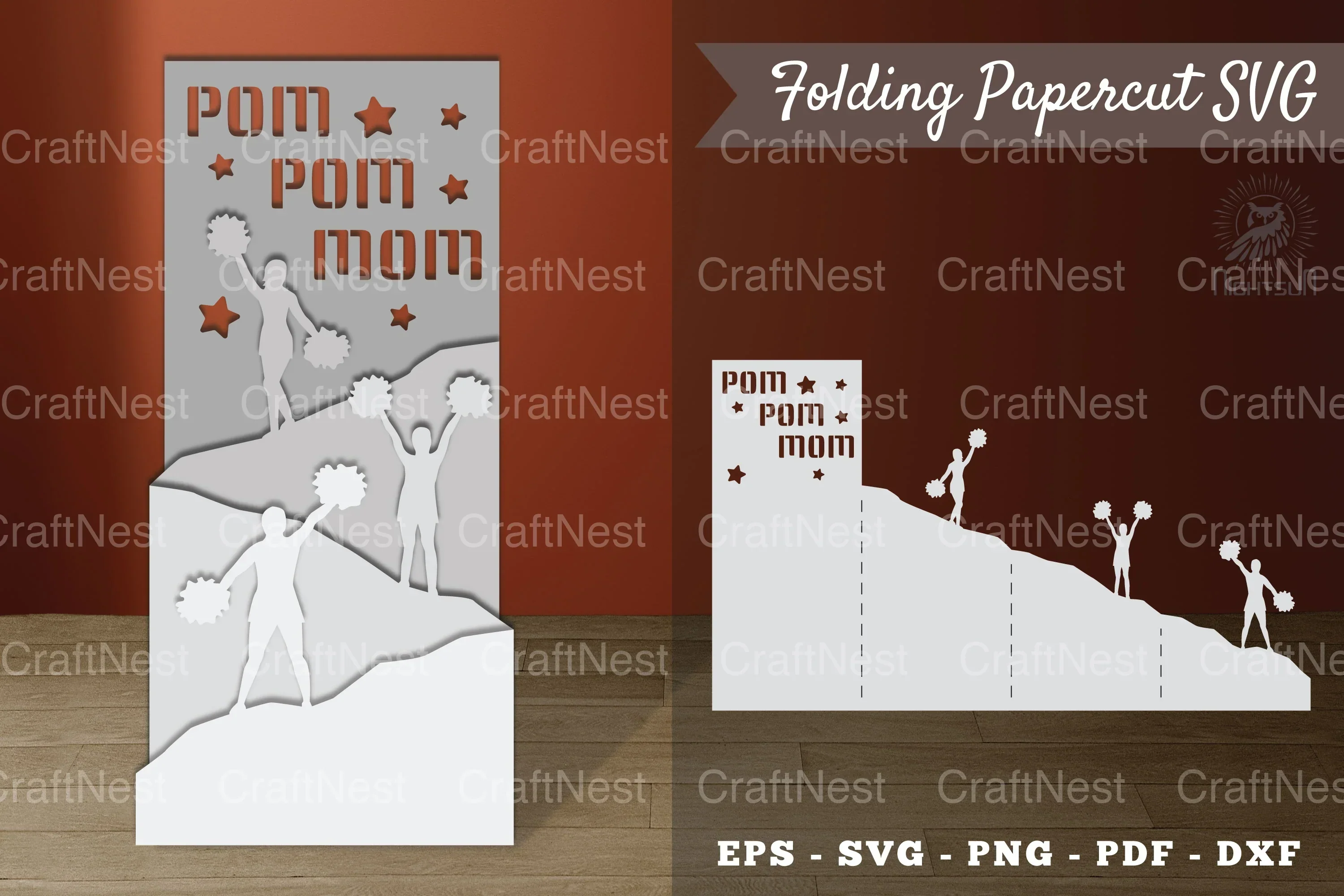 Cheer Mom Folding Papercut Clipart Bundle