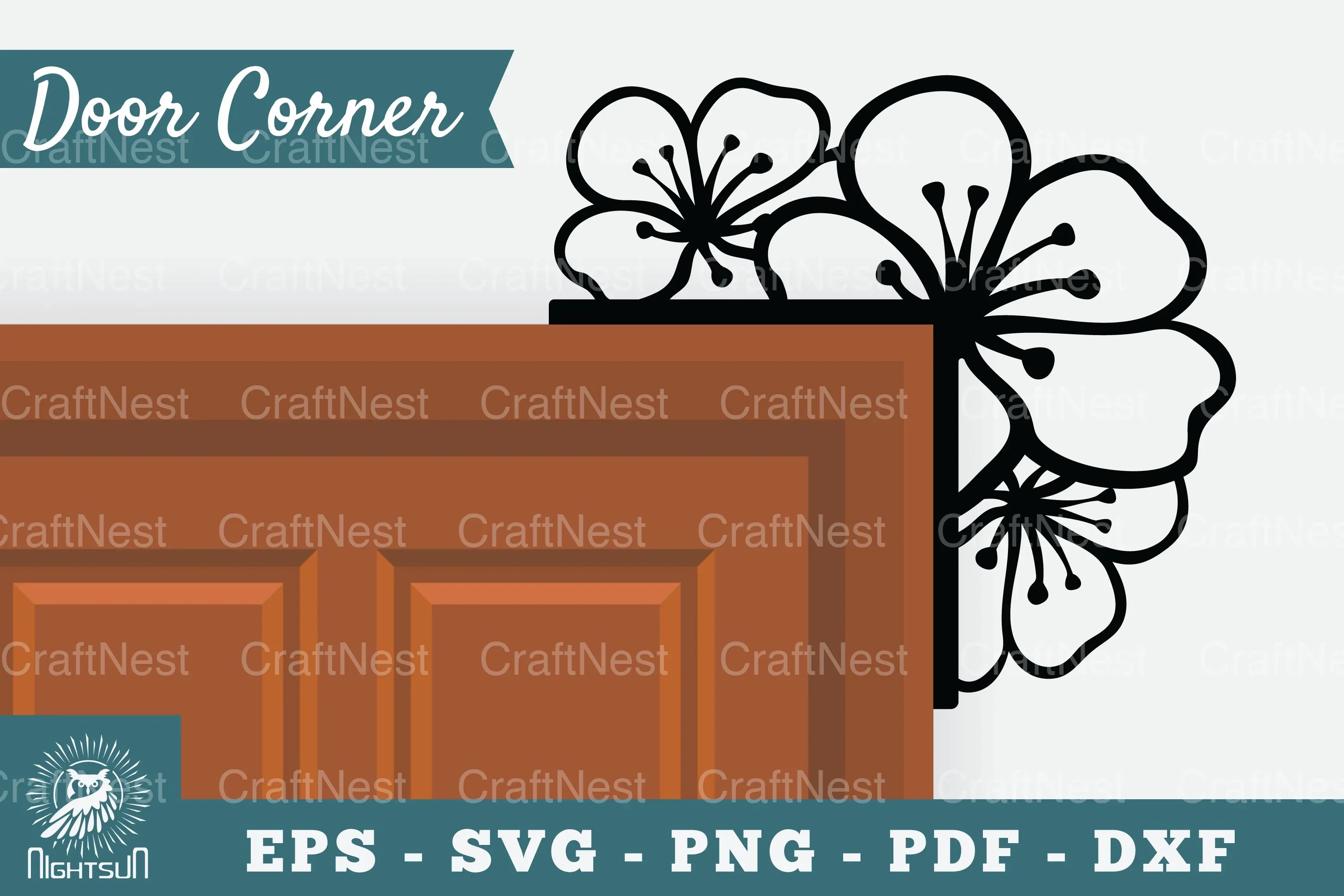 Cherry Blossom Door Corner Clipart Bundle