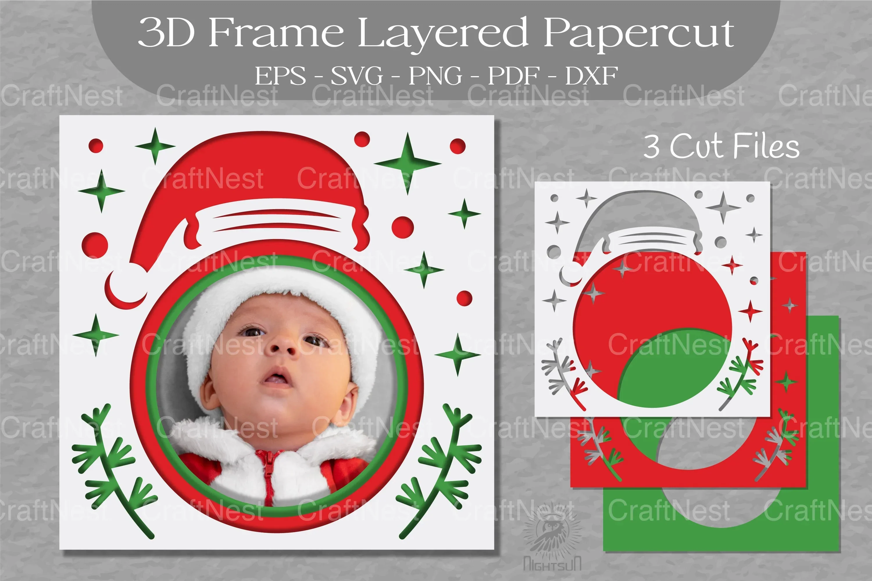 Christmas 3D Frame Layered Papercut Clipart Bundle