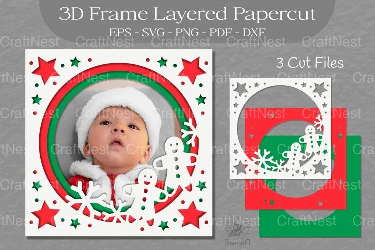 Christmas 3D Frame Layered SVG Bundle