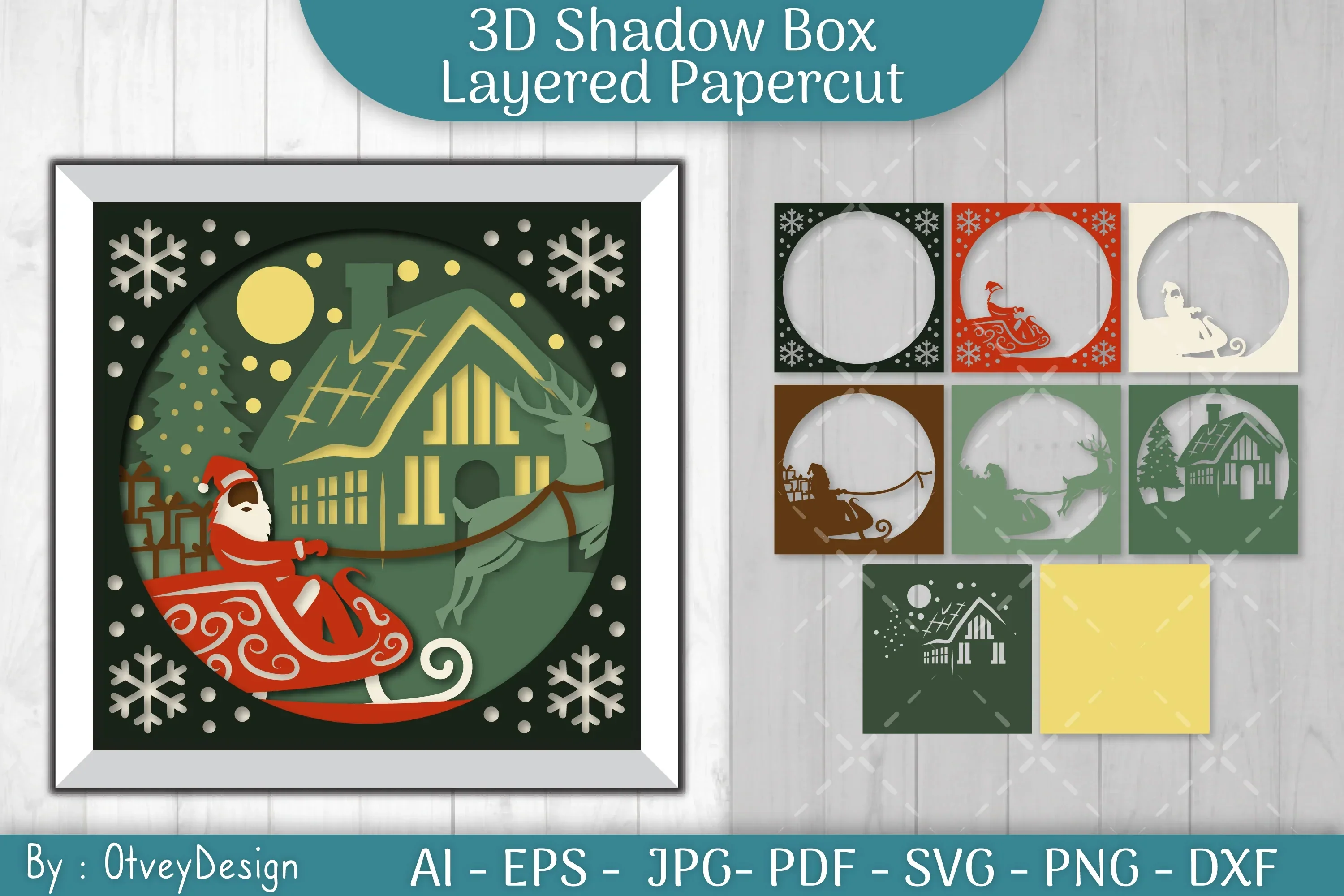 Christmas 3D Shadow Box Layered Papercut SVG Bundle