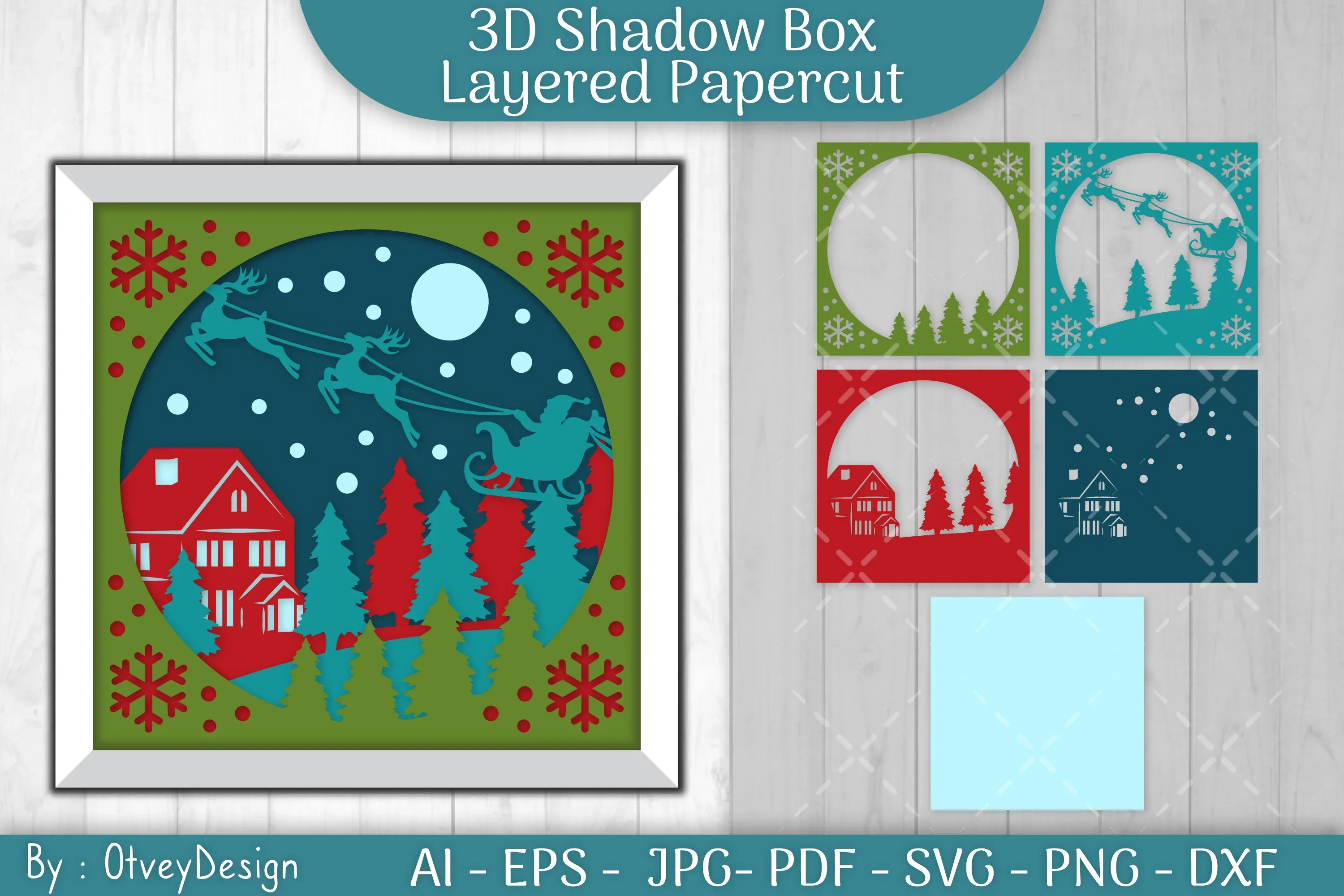 Christmas 3D Shadow Box Layered Papercut SVG Bundle - Image 2
