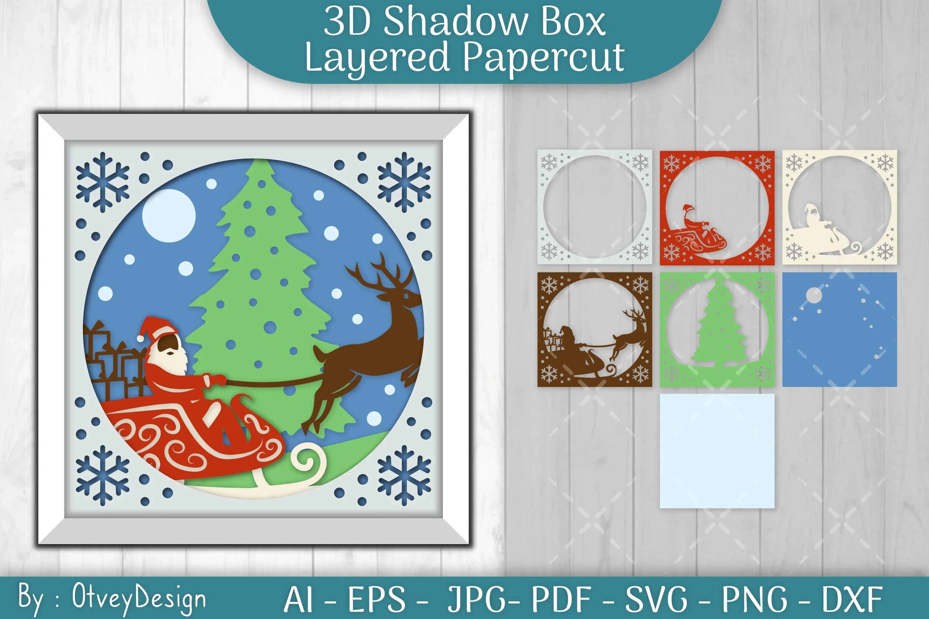 Christmas 3D Shadow Box Layered Papercut SVG Bundle