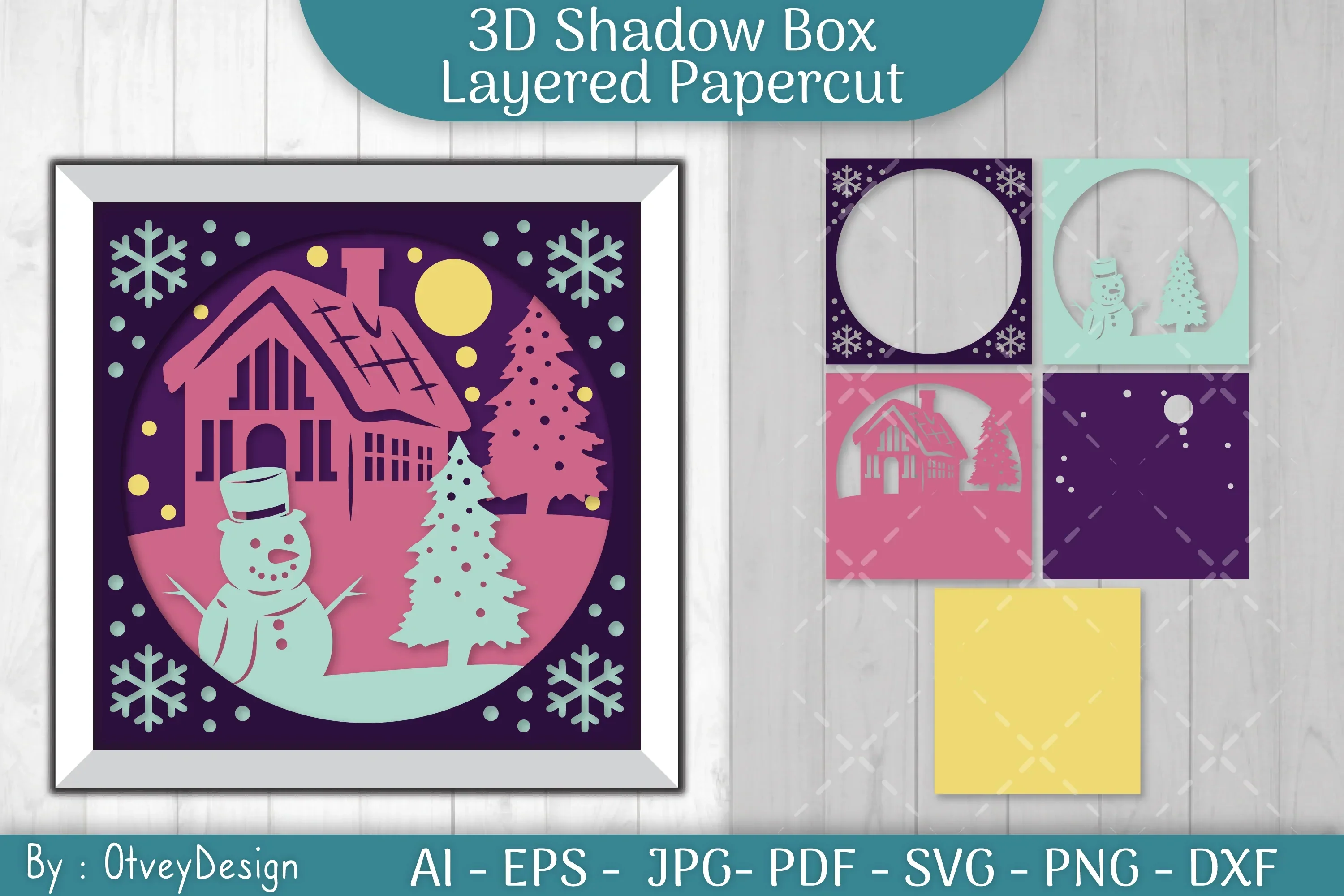 Christmas 3D Shadow Box Layered Papercut SVG Bundle
