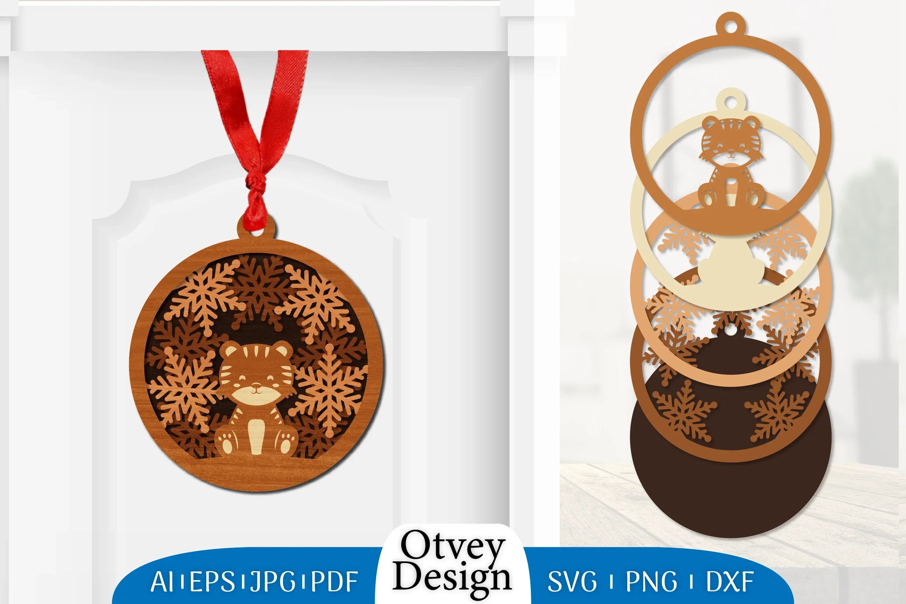 Christmas Animal Ornaments Lasercut SVG Bundle