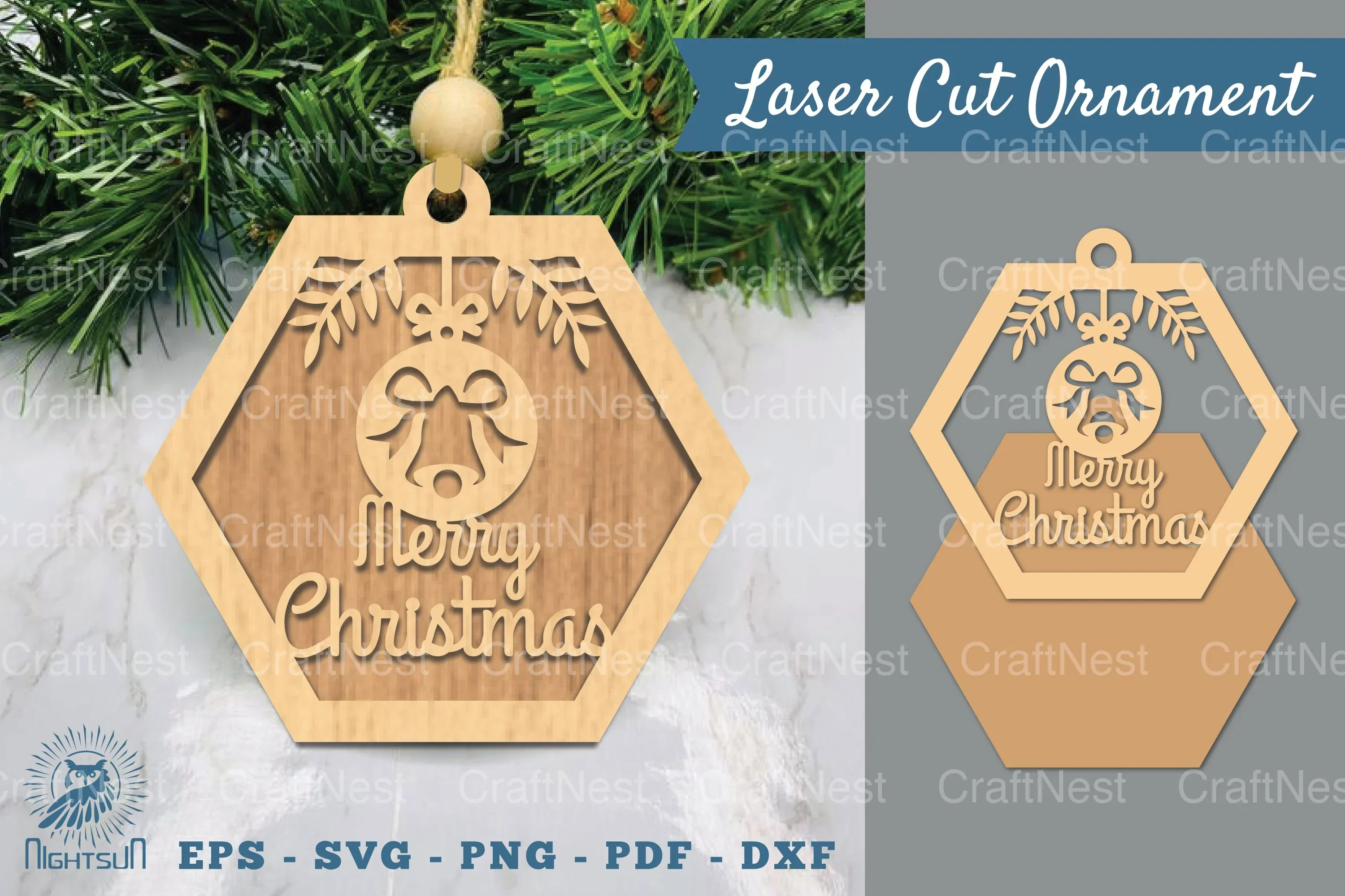 Christmas Ball Laser Cut Ornament Clipart Bundle