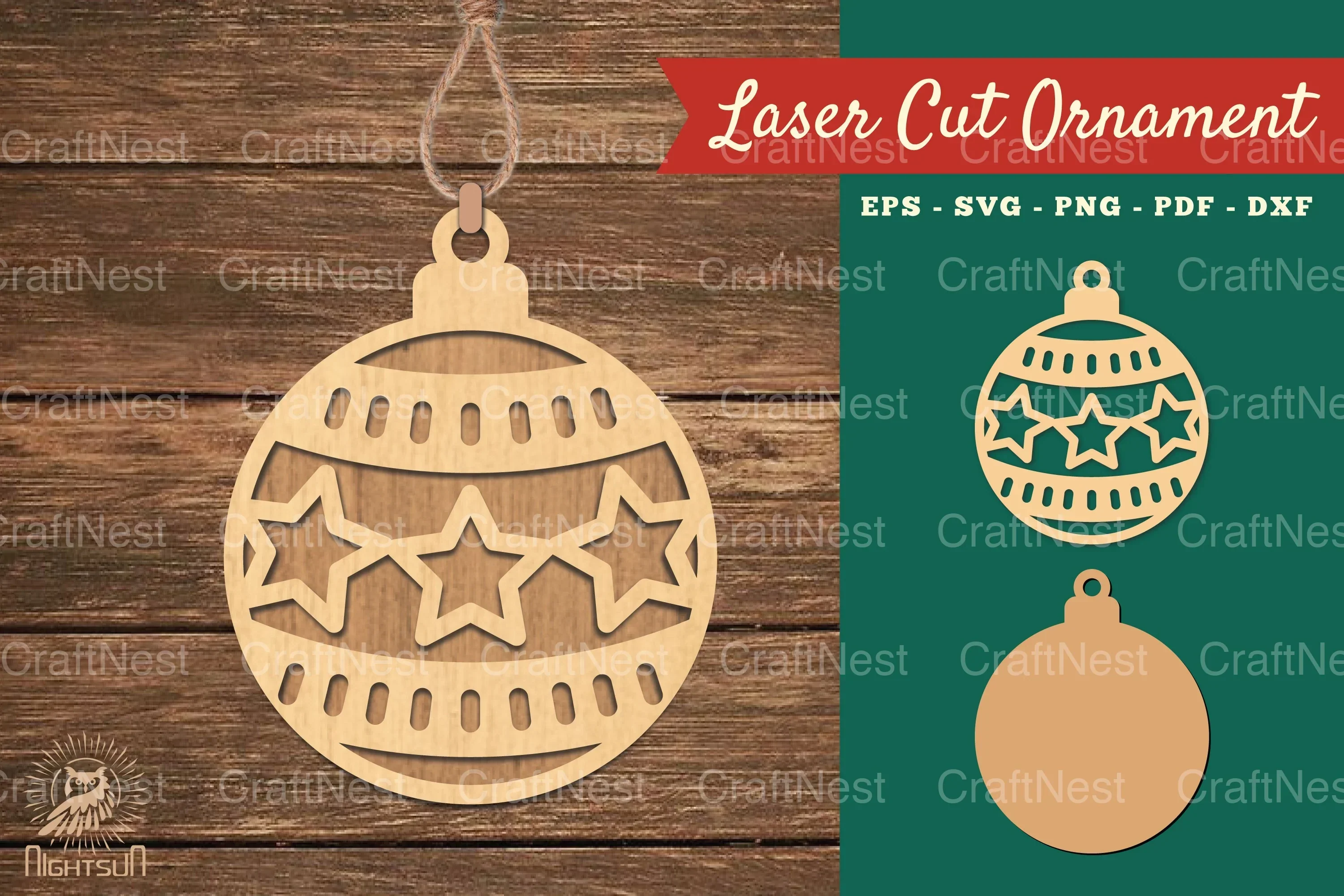 Christmas Ball Laser Cut Ornament Clipart Bundle