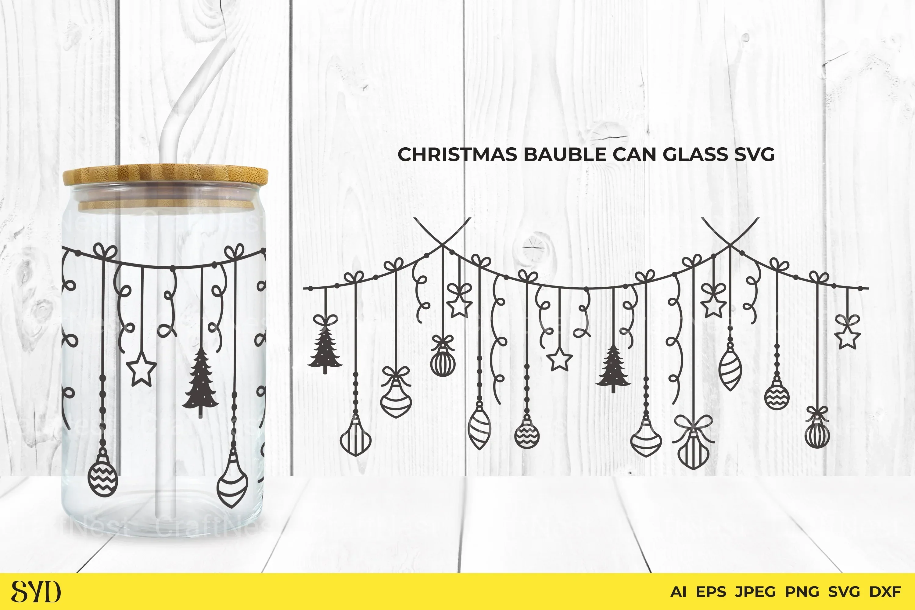Christmas Baubles Can Glass Clipart Bundle