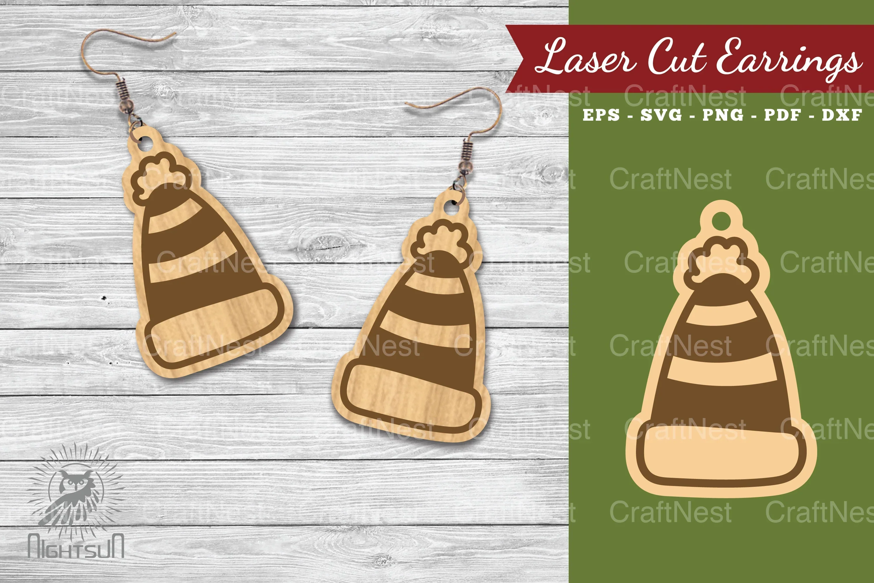 Christmas Beanie Laser Cut Earrings Clipart Bundle