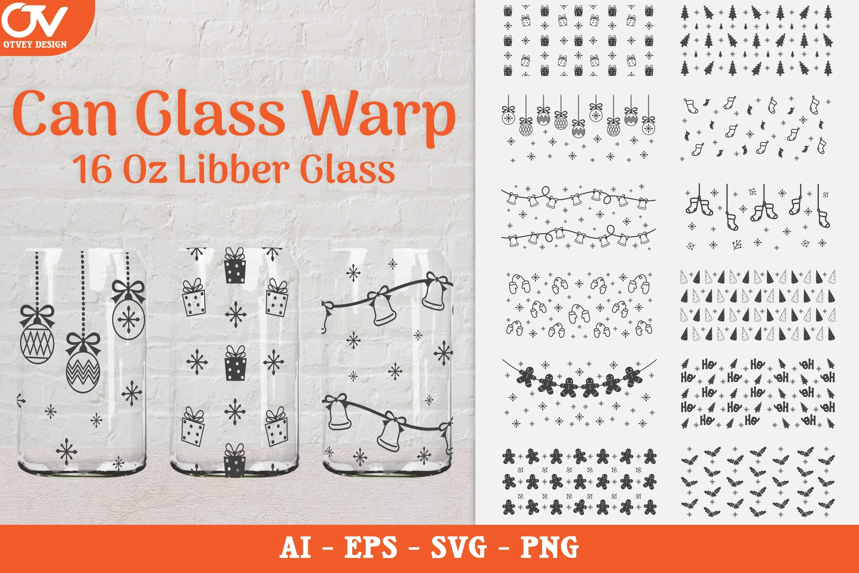 Christmas Beer Can Glass SVG Bundle