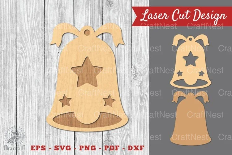 Christmas Bell Laser Cut Decoration Clipart Bundle