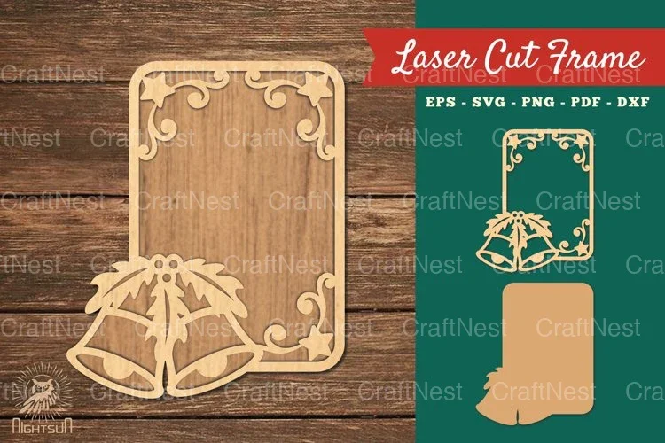 Christmas Bell Laser Cut Frame Clipart Bundle