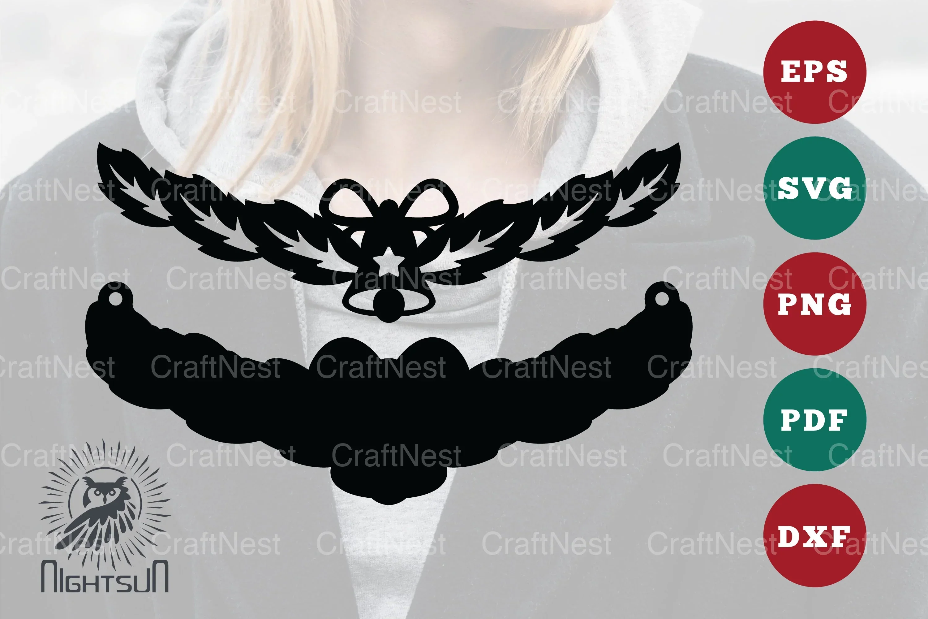 Christmas Bell Laser Cut Necklace SVG Bundle - Image 2