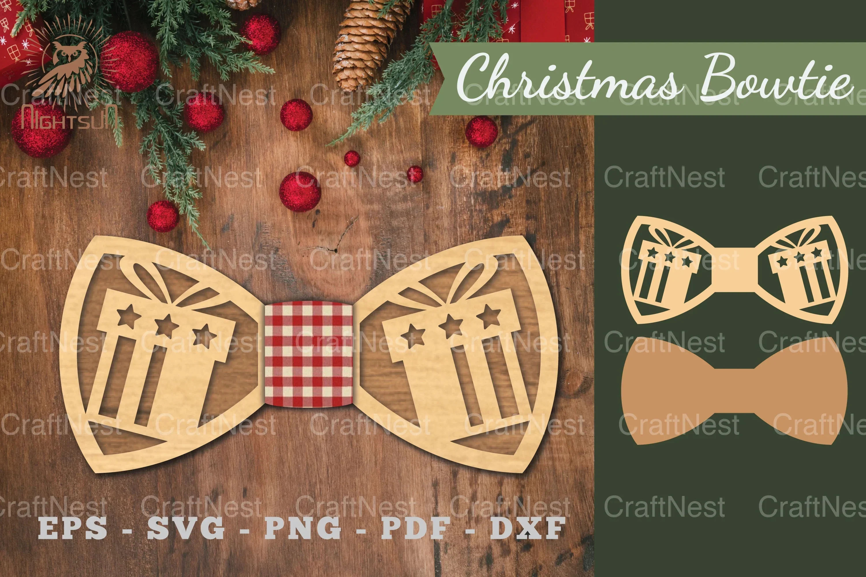 Christmas Bowtie Laser Cut Clipart Bundle
