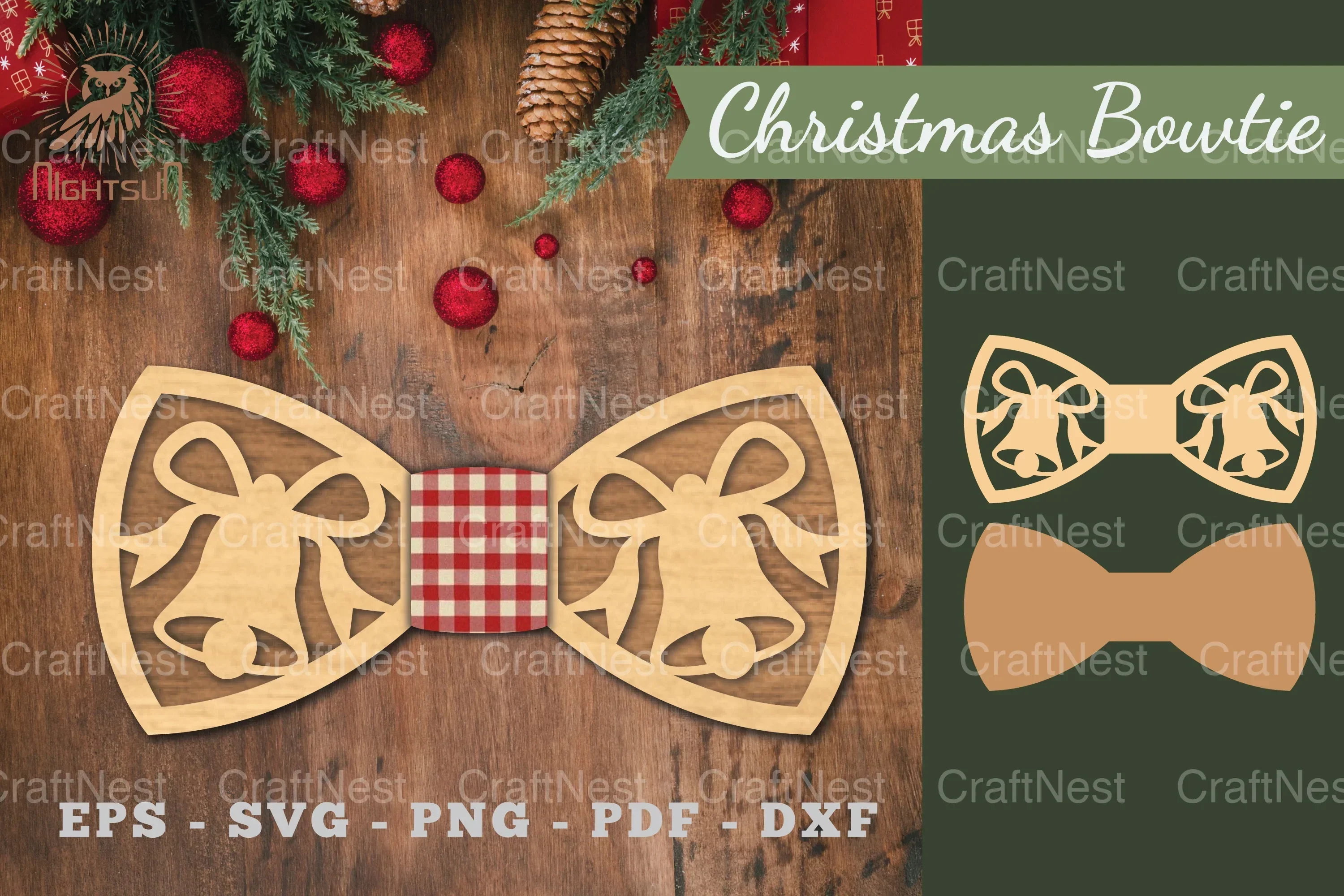 Christmas Bowtie Laser Cut Clipart Bundle