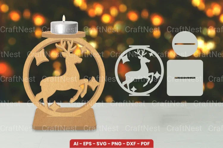 Christmas Candle Holder Laser Cut SVG Bundle