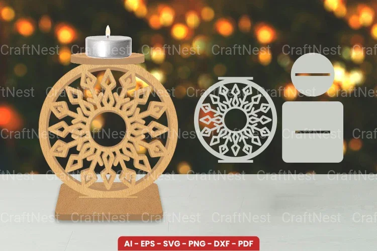 Christmas Candle Holder Laser Cut SVG Bundle