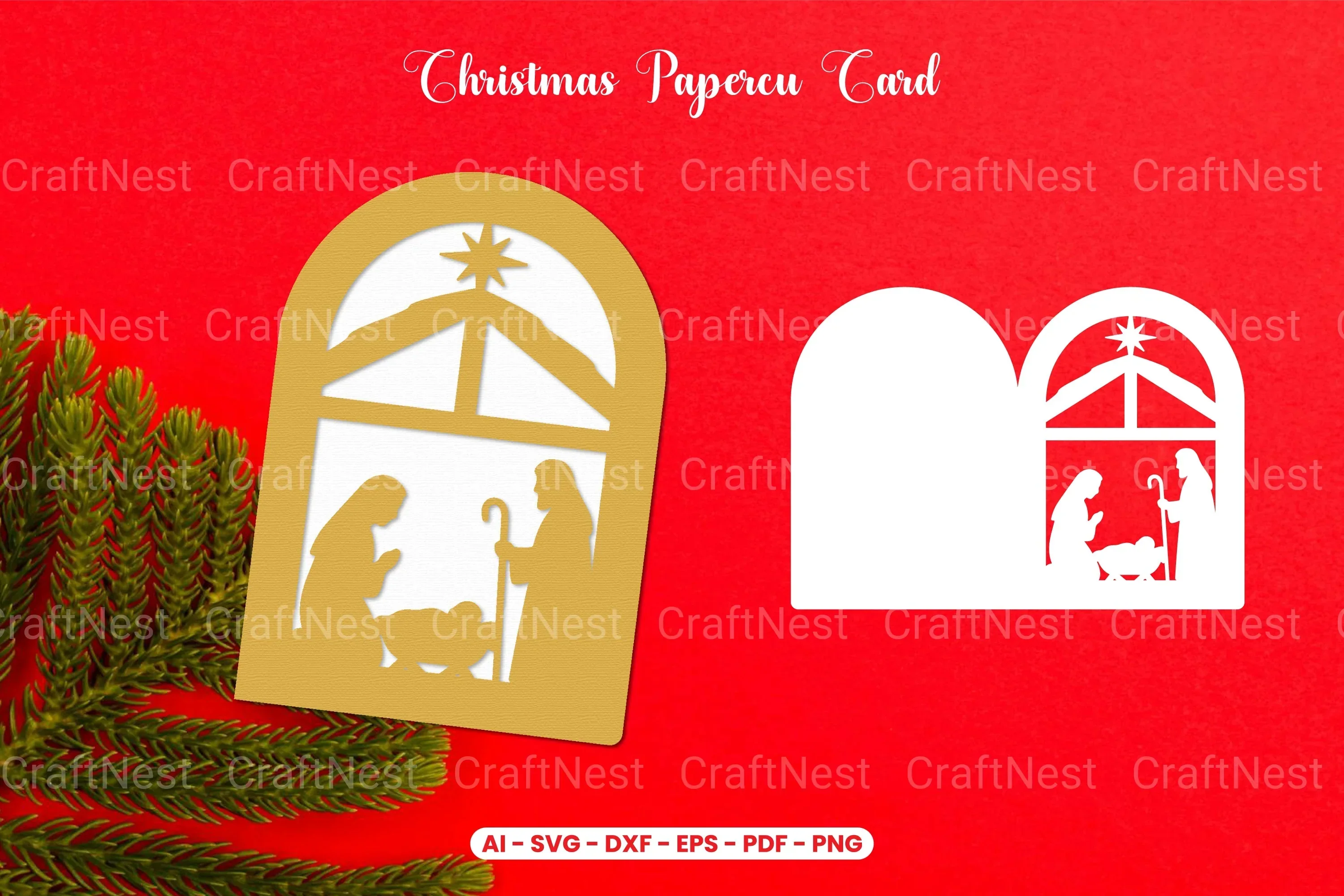 Christmas Card Paper Cut SVG Bundle - Clipart Bundle