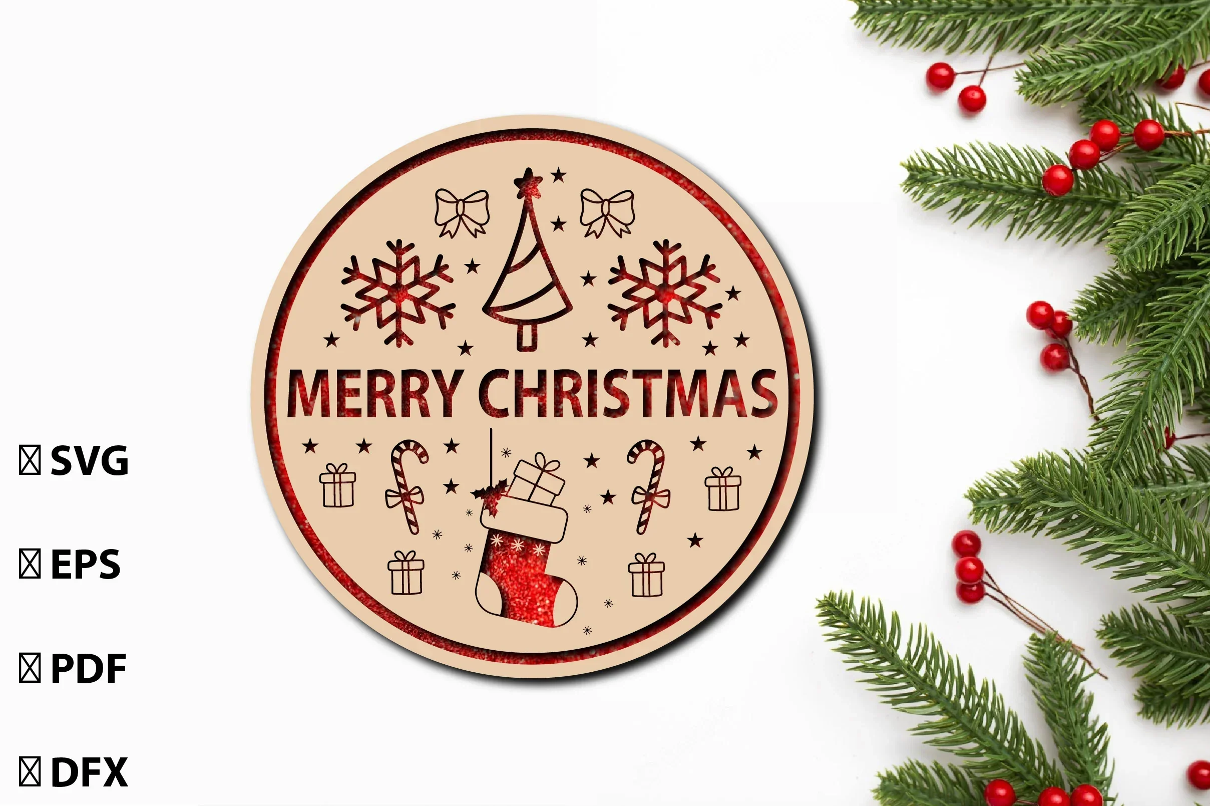 Christmas Cardinal Bird Sign Laser Cut Bundle - Image 3