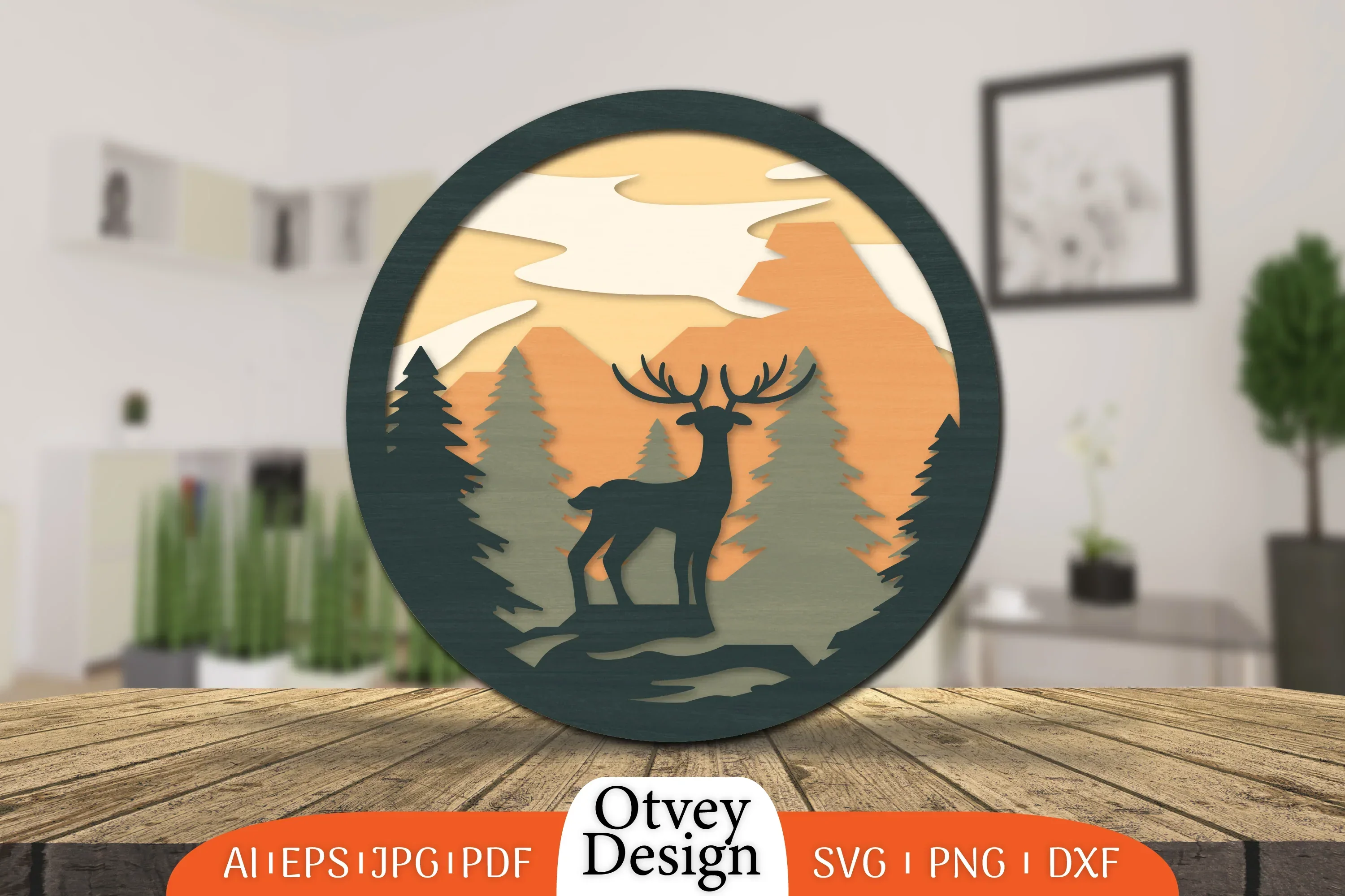 Christmas Deer 3D Round Layered Lasercut SVG Bundle