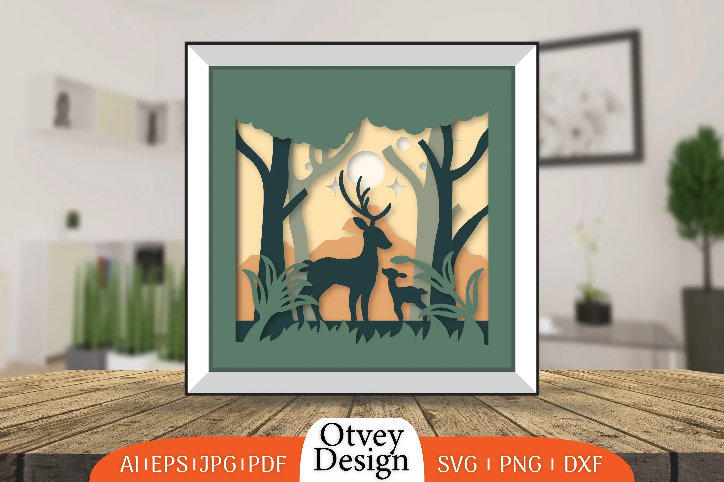 Christmas Deer 3D Shadowbox Layered SVG Bundle