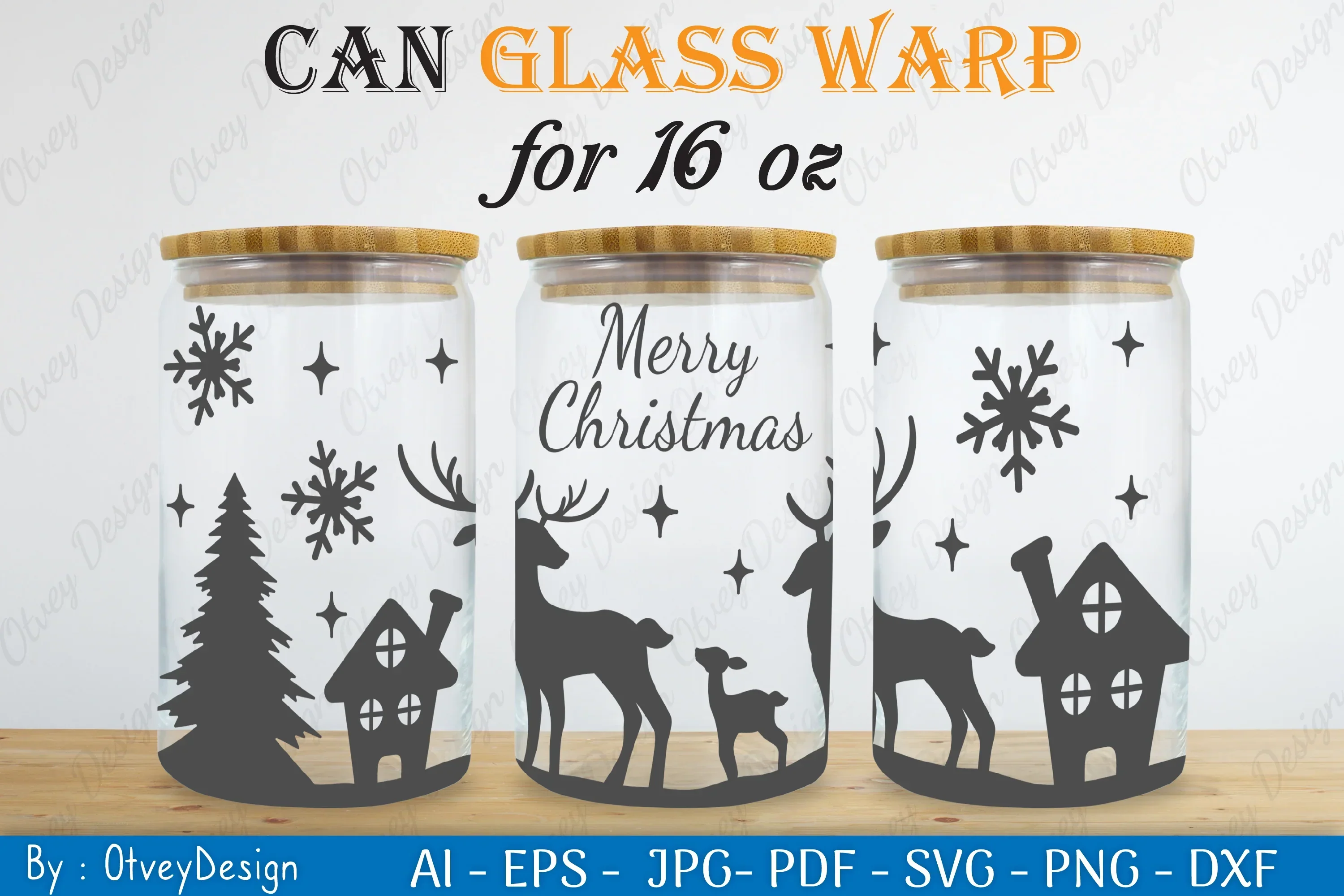 Christmas Deer Can Glass 16 OZ SVG Bundle - Image 2