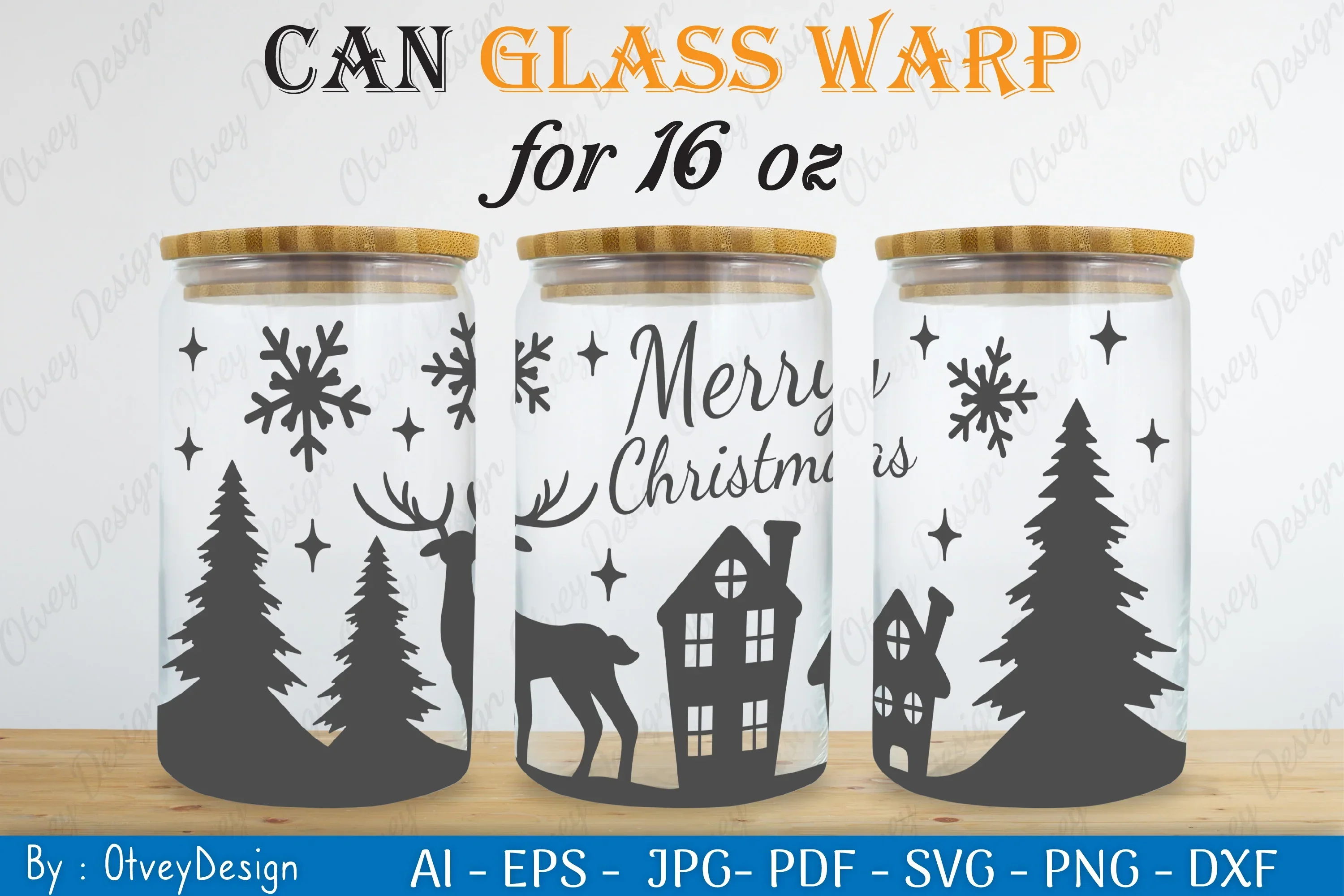 Christmas Deer Can Glass 16 OZ SVG Bundle - Image 2