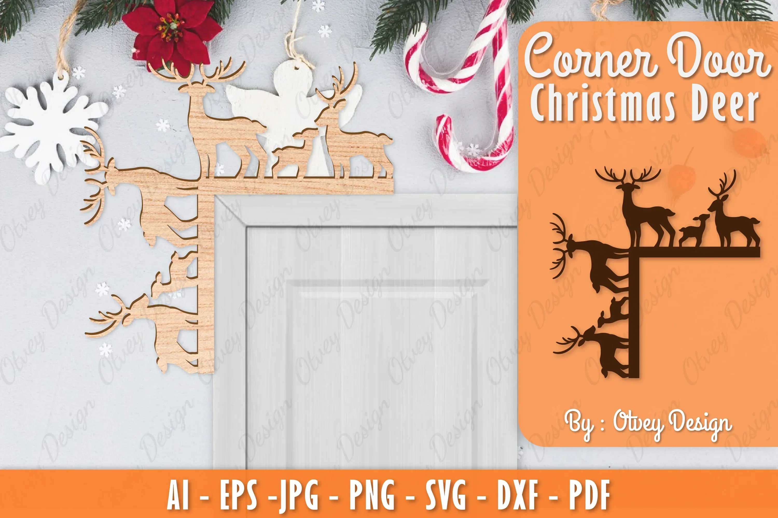 Christmas Deer Door Corner Lasercut SVG Bundle