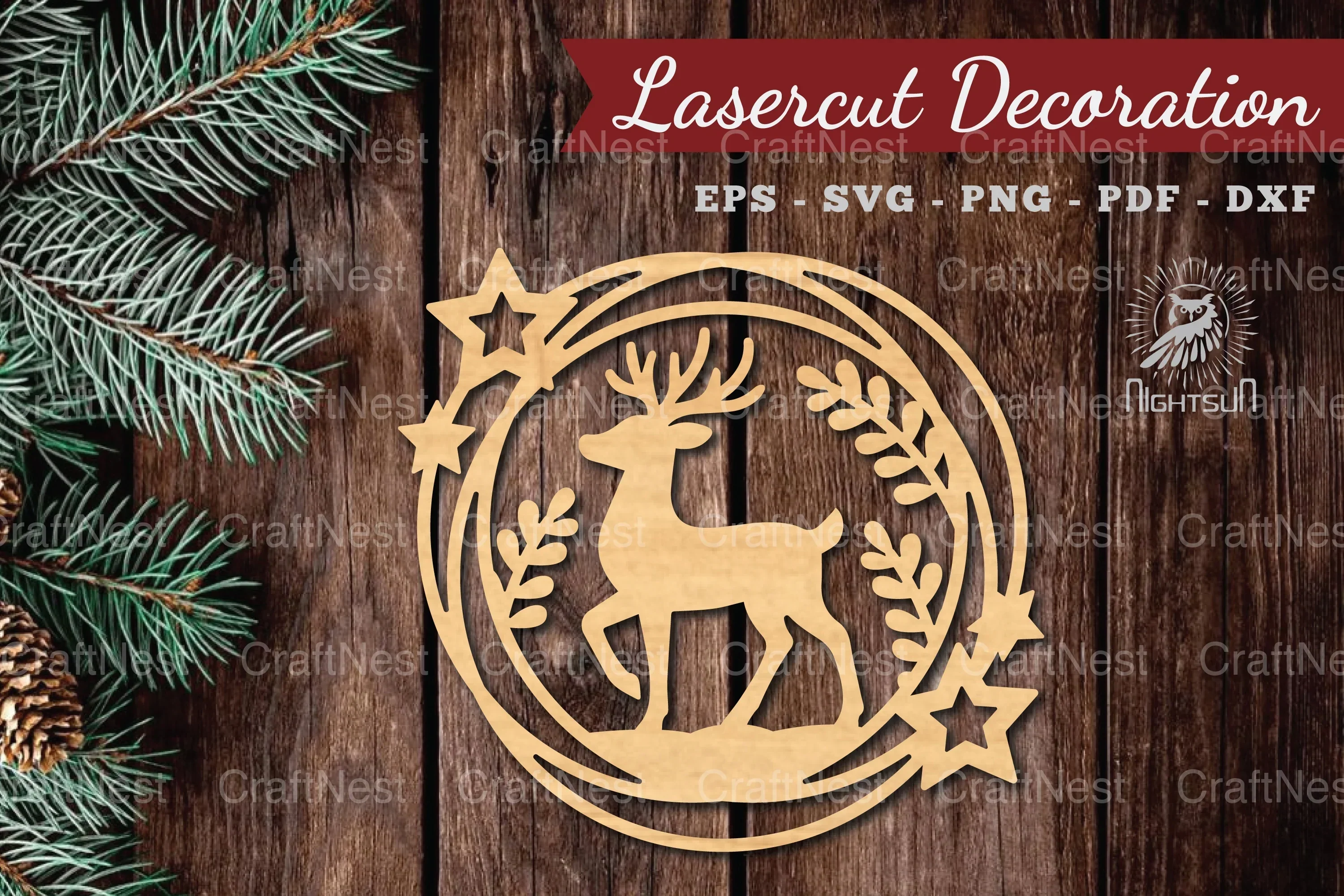 Christmas Deer Laser Cut Round SVG Bundle