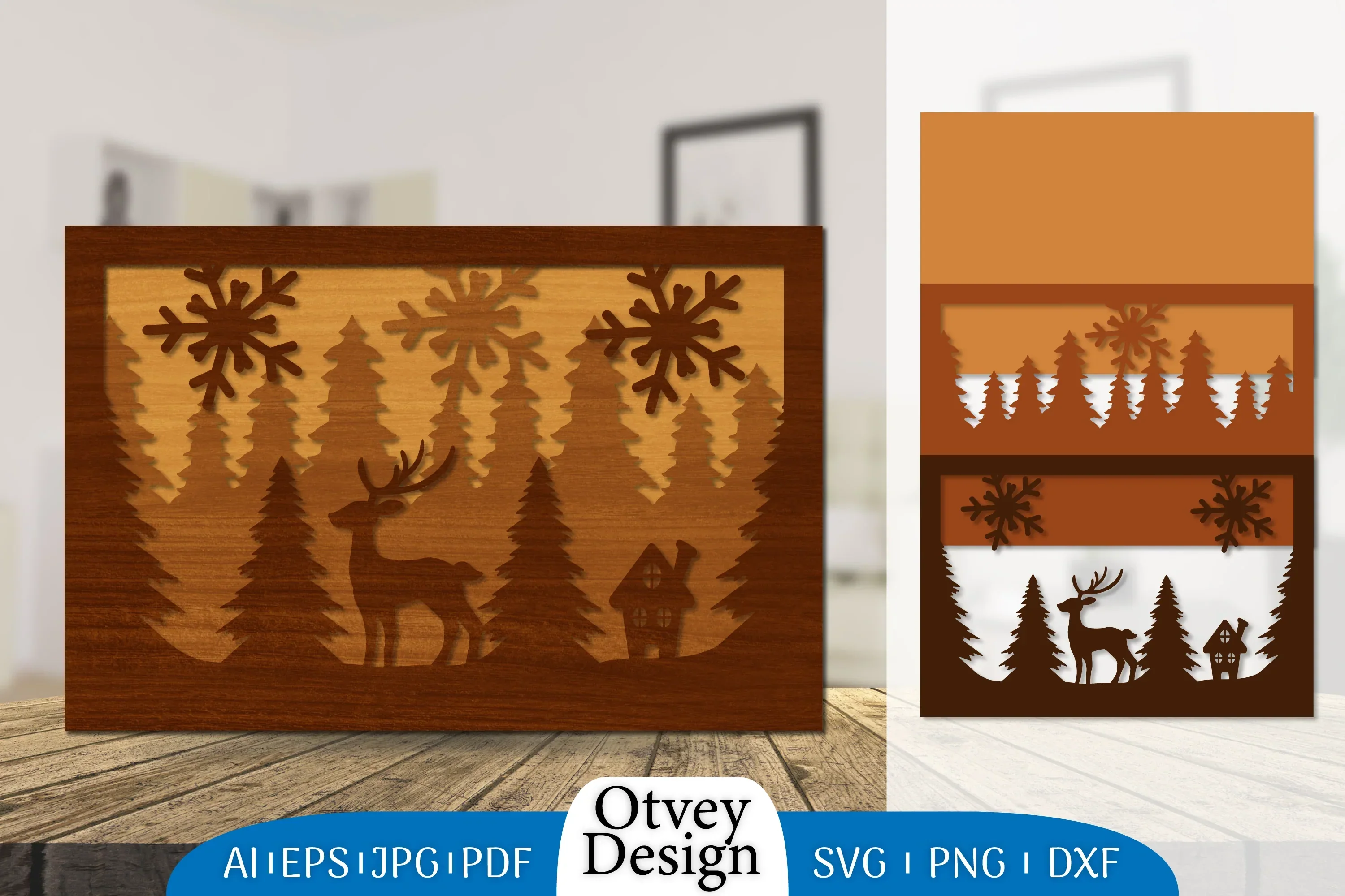 Christmas Deer Layered Lasercut SVG Bundle