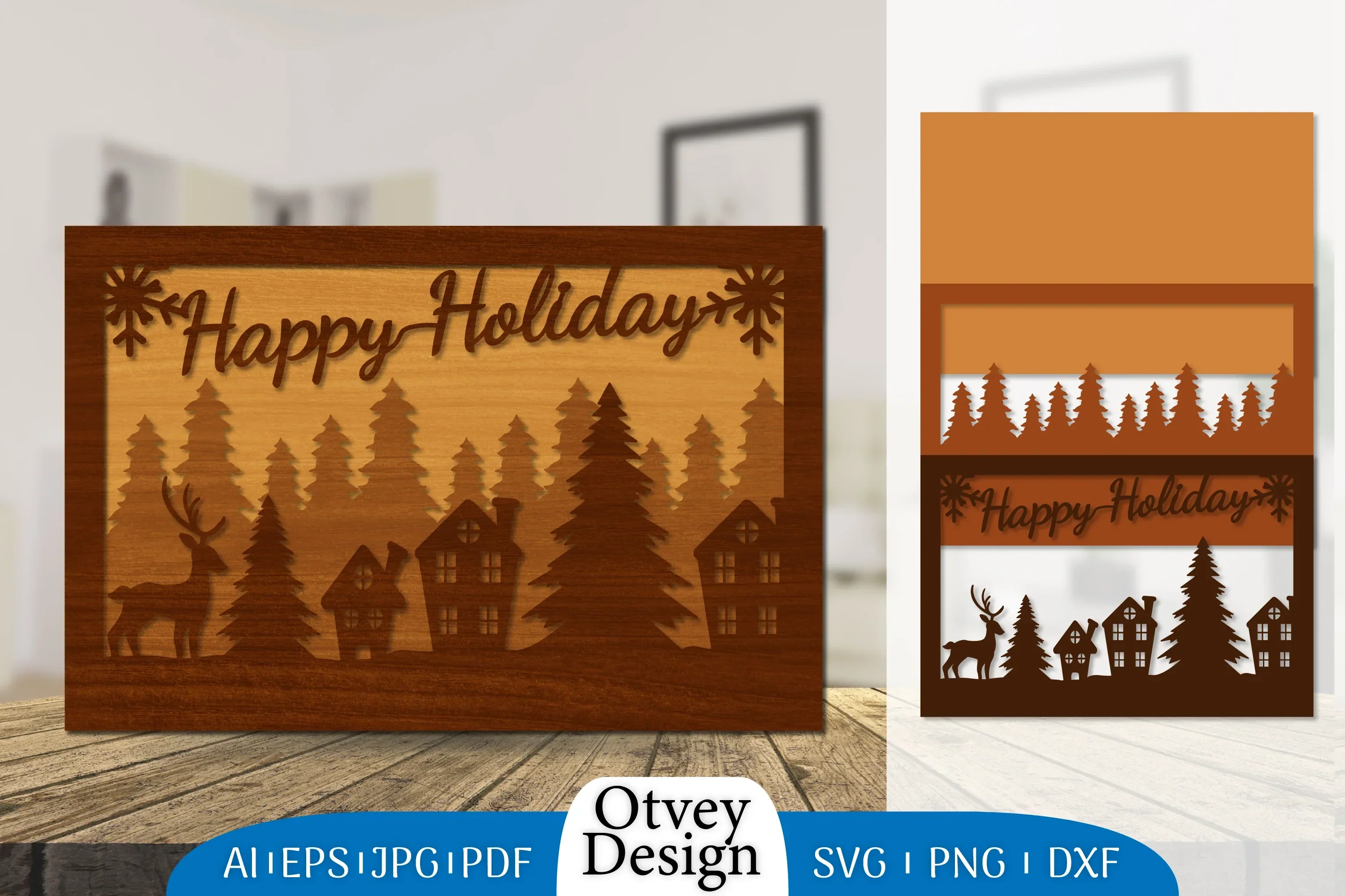 Christmas Deer Layered Lasercut SVG Bundle