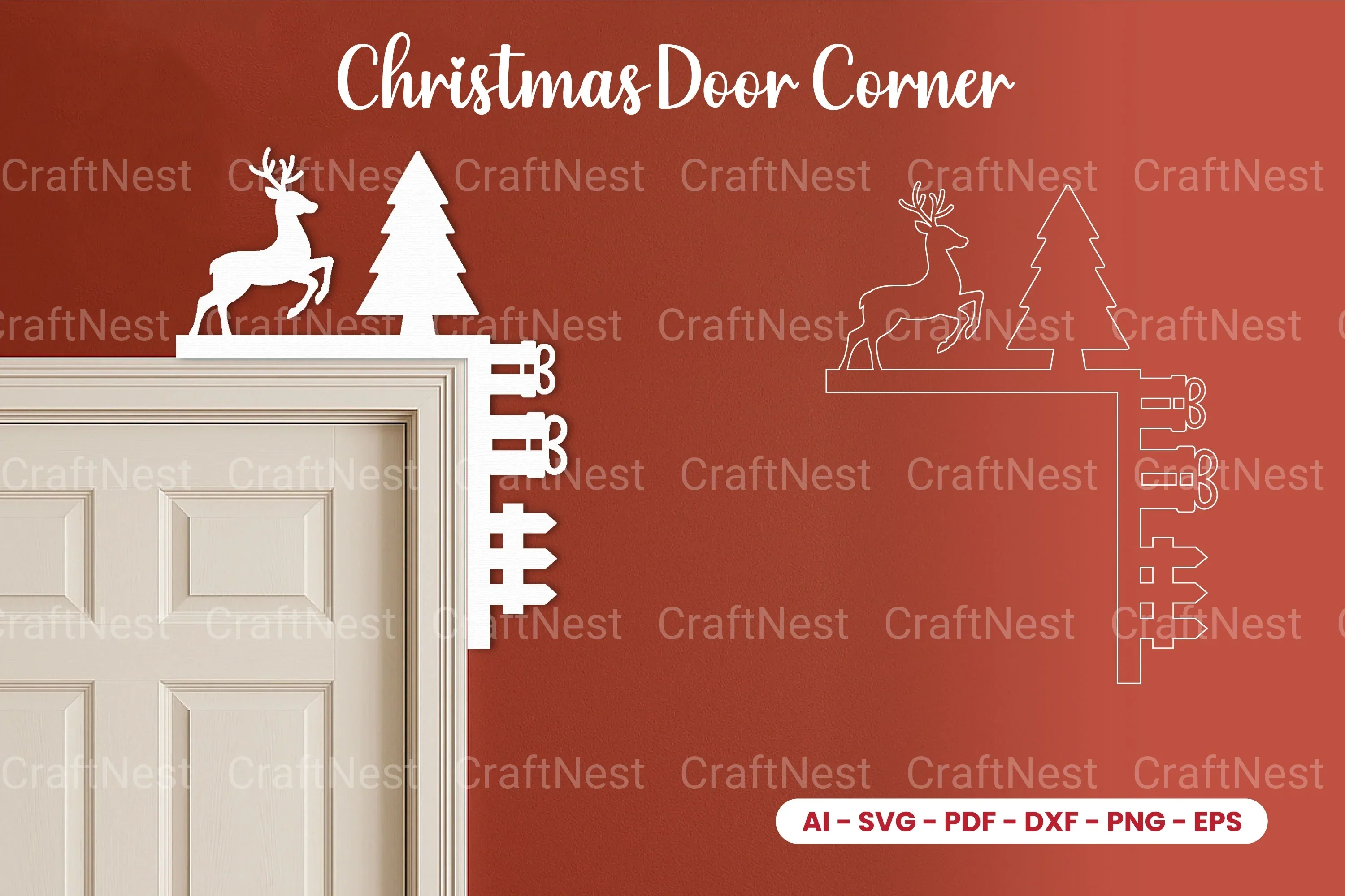 Christmas Door Corner Laser Cut SVG Bundle