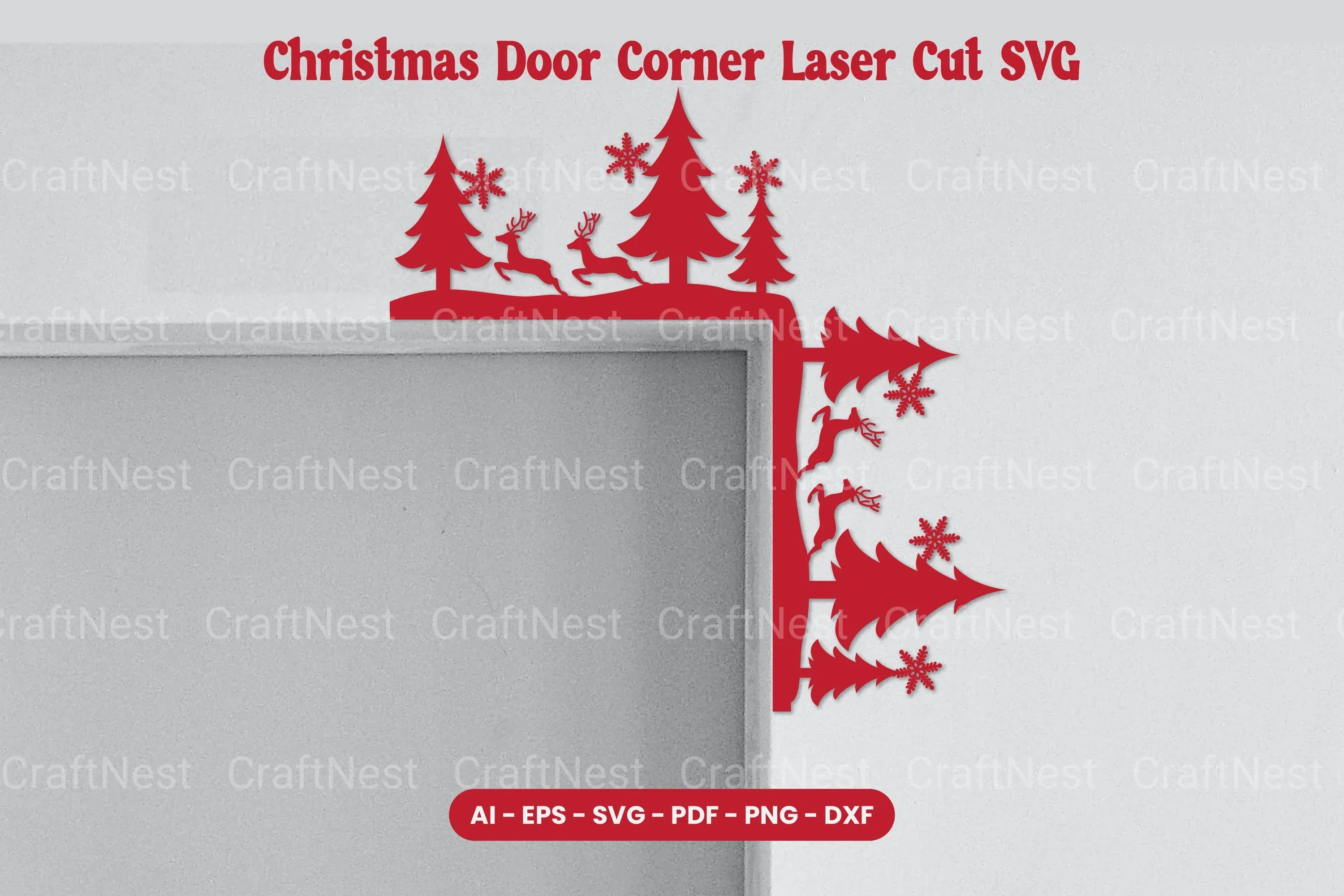 Christmas Door Corner Laser Cut SVG Bundle