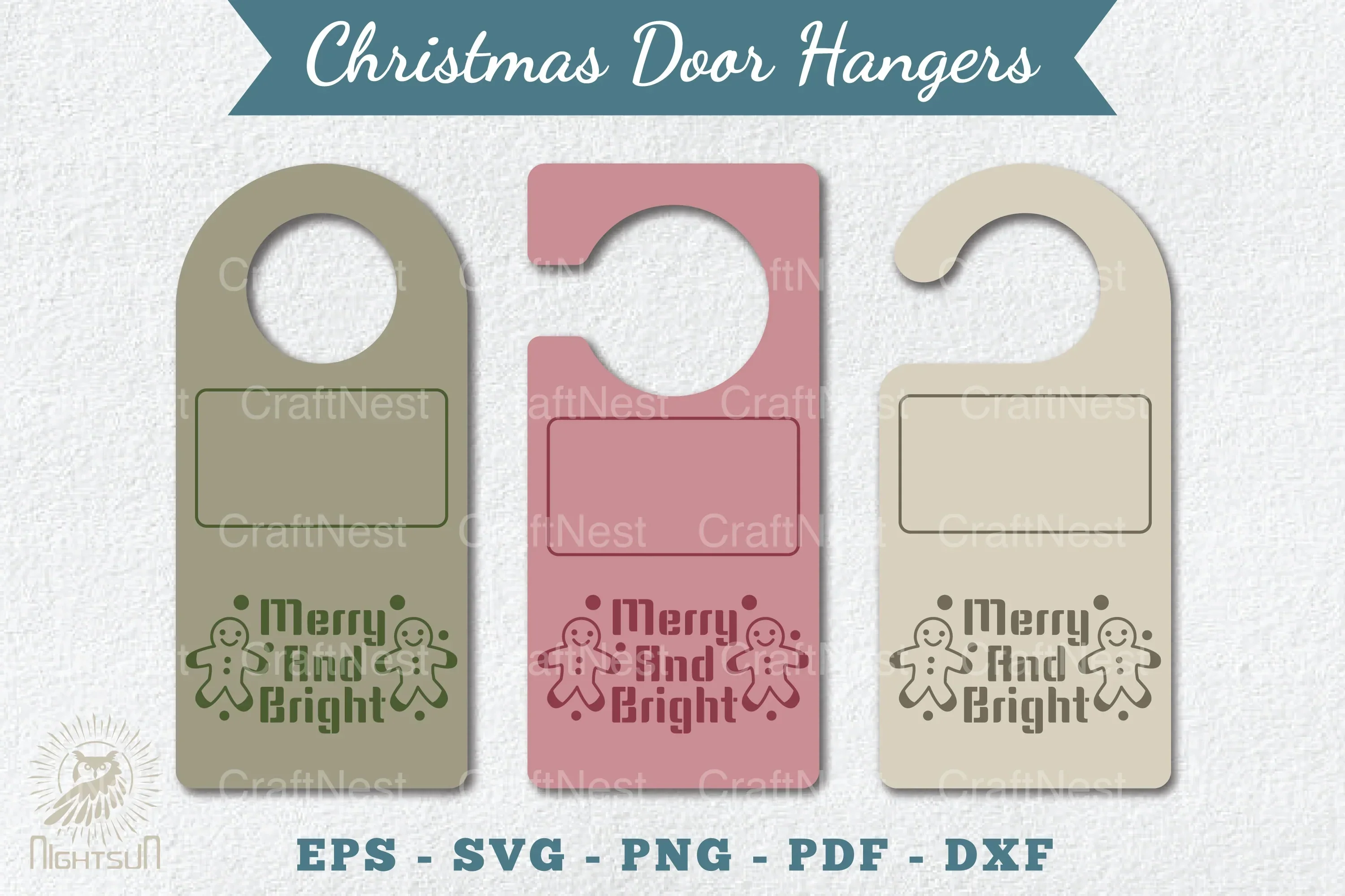 Christmas Door Hangers Set Clipart Bundle