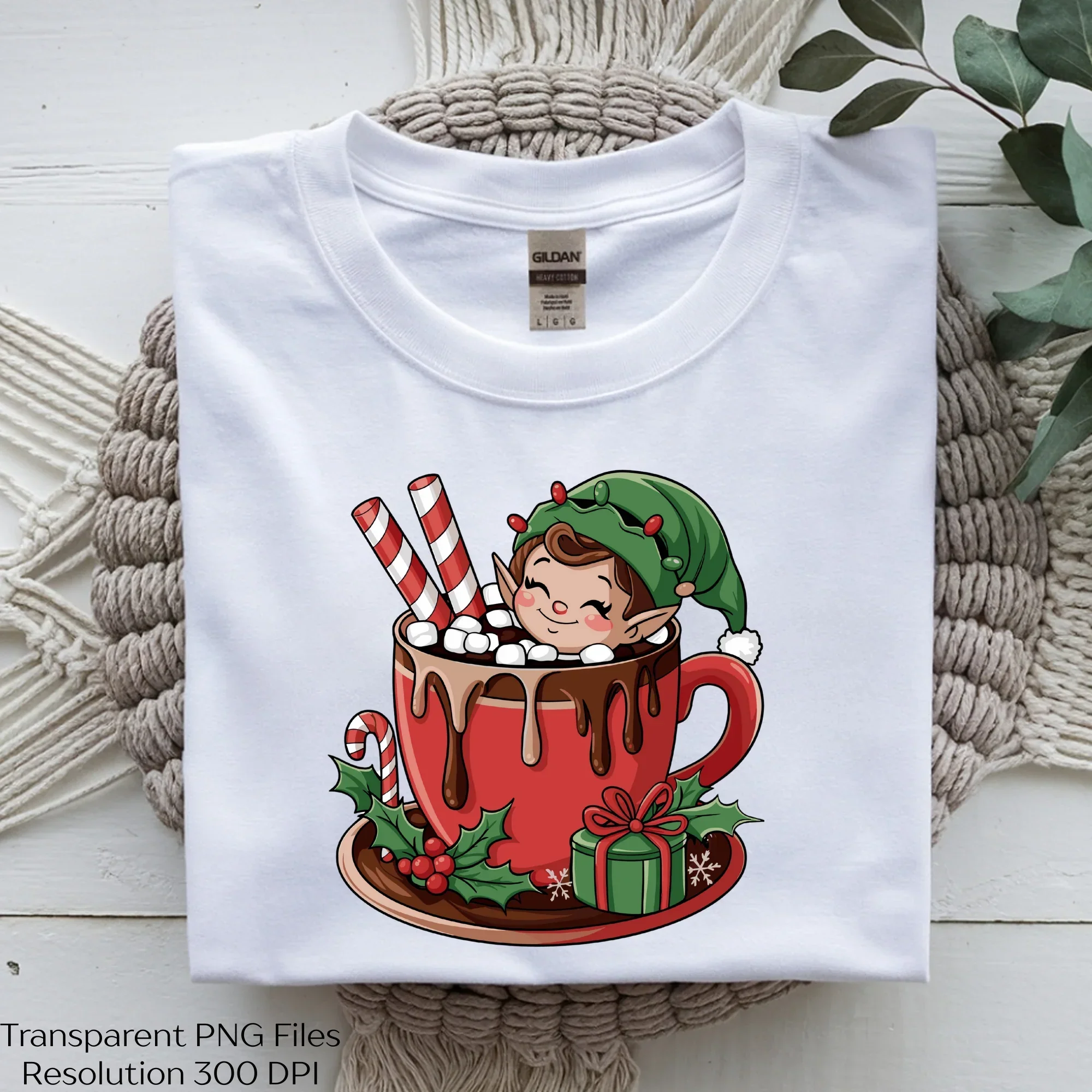 Christmas Elf in Hot Chocolate Clipart Bundle