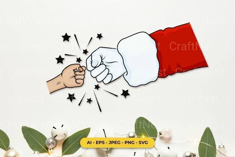 Christmas Fist Bump Santa and Kids SVG Bundle