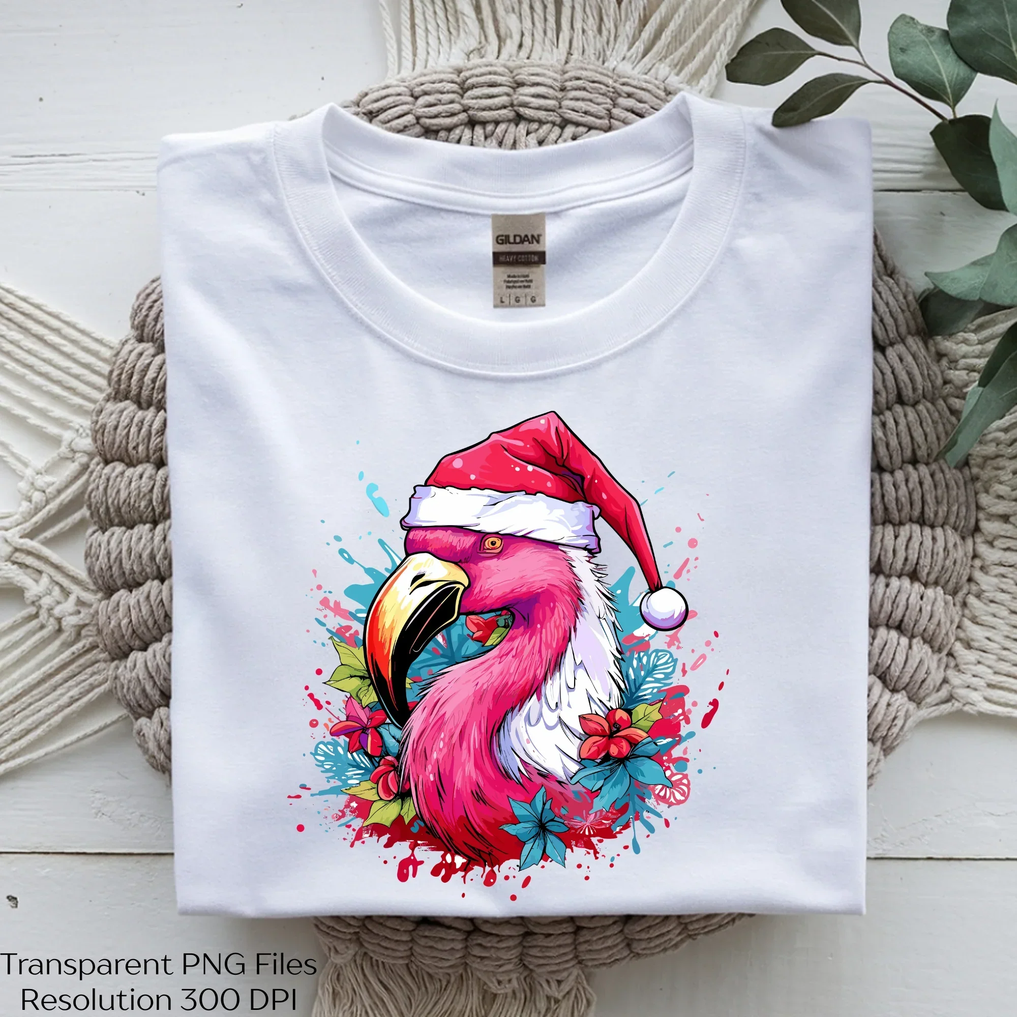 Christmas Flamingo Santa Hat Clipart Bundle