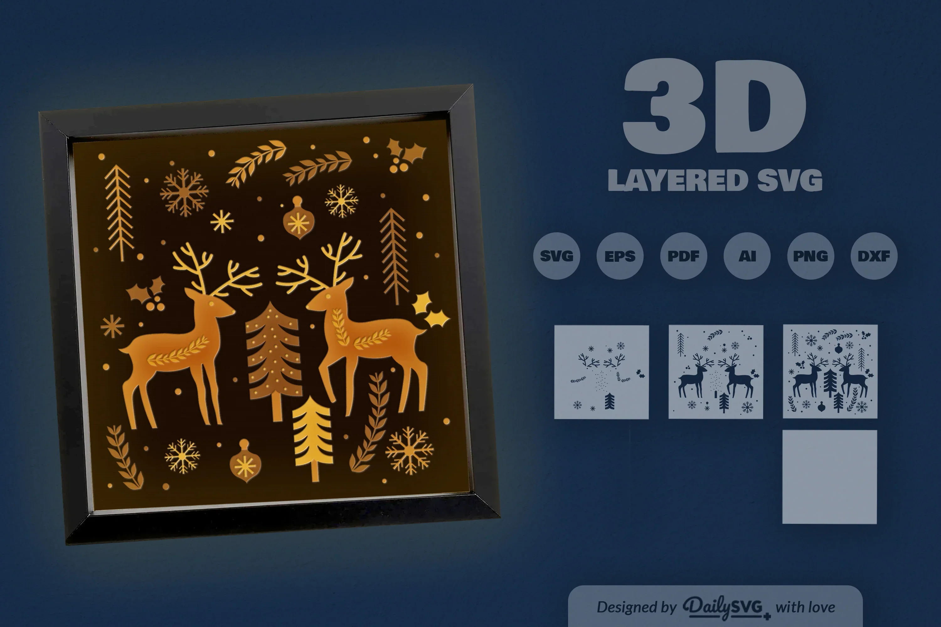 Christmas Folk Art Papercut SVG Bundle - Image 3