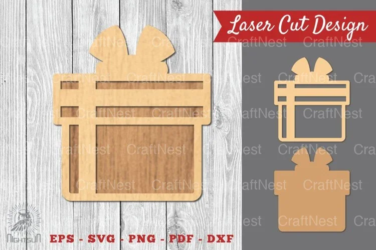 Christmas Gift Box Laser Cut Decoration Clipart Bundle