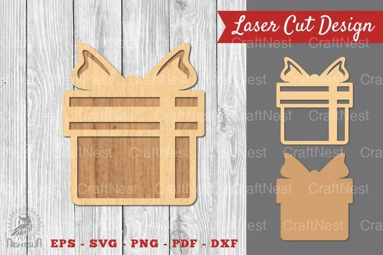 Christmas Gift Box Laser Cut Decoration Clipart Bundle