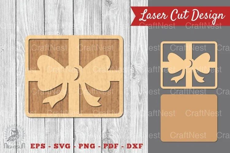 Christmas Gift Box Laser Cut Decoration Clipart Bundle