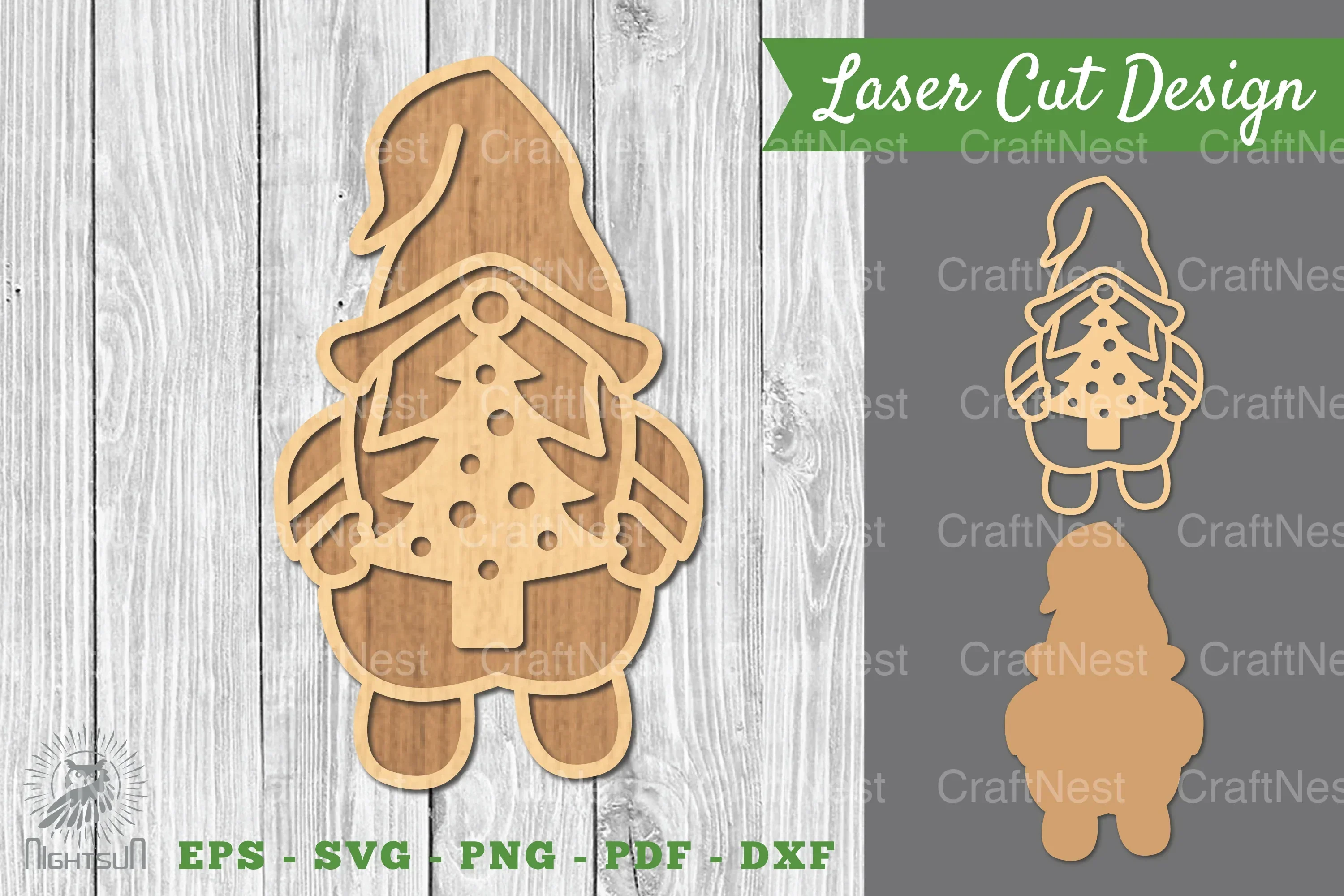 Christmas Gnome Laser Cut Decoration Clipart Bundle